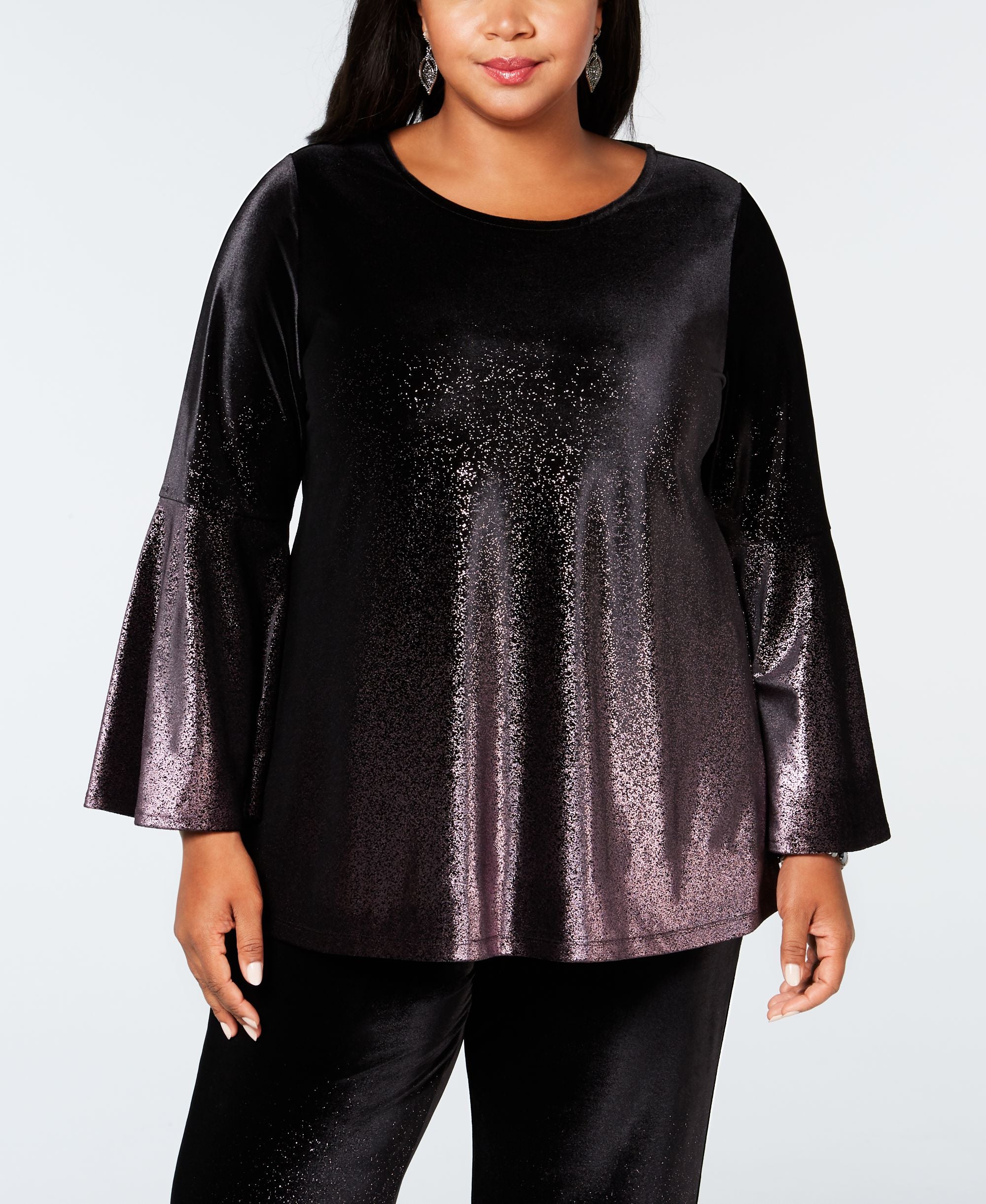Alfani Plus Size Metallic Velvet Top