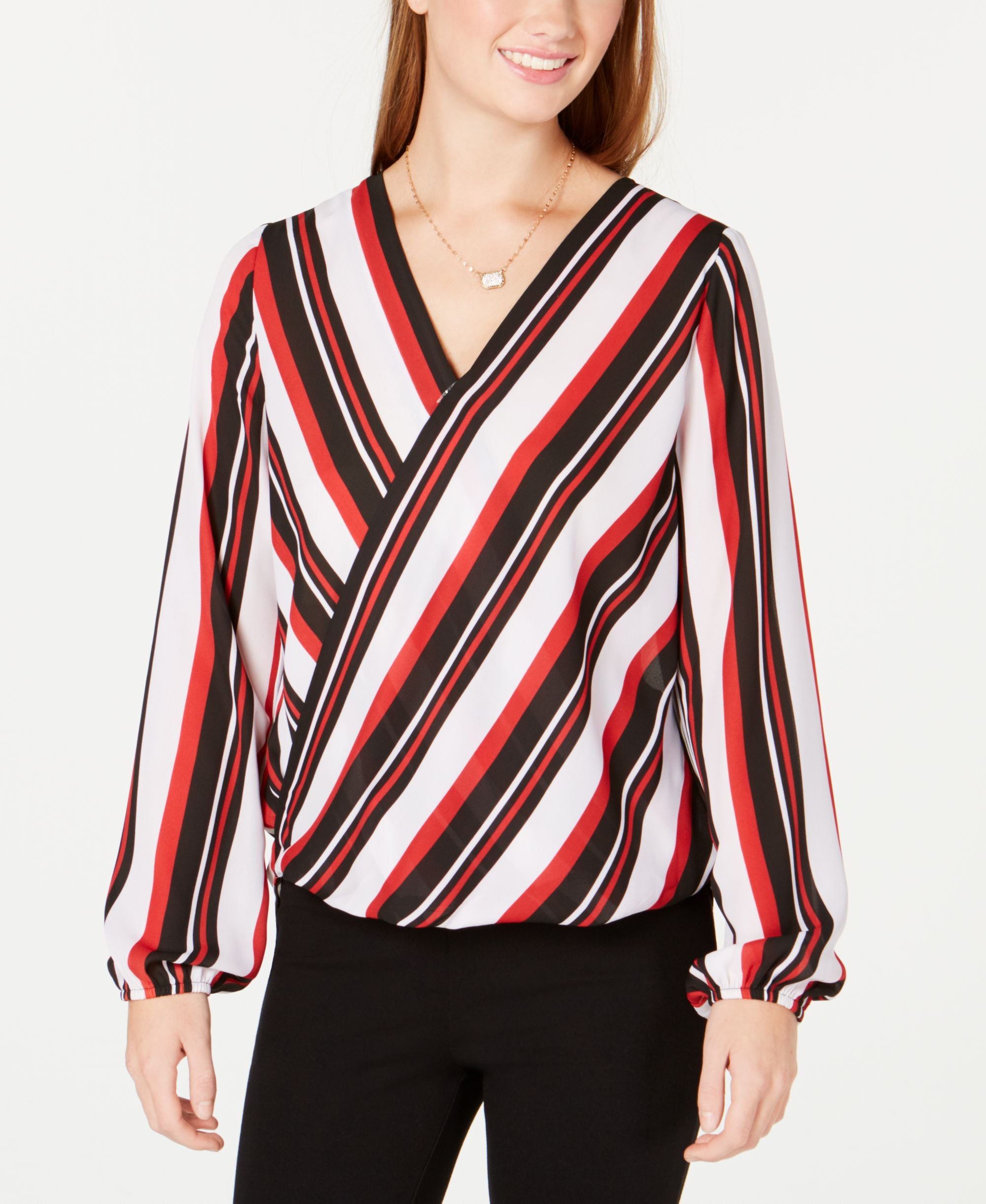 Bcx Juniors Striped Surplice Neck Top
