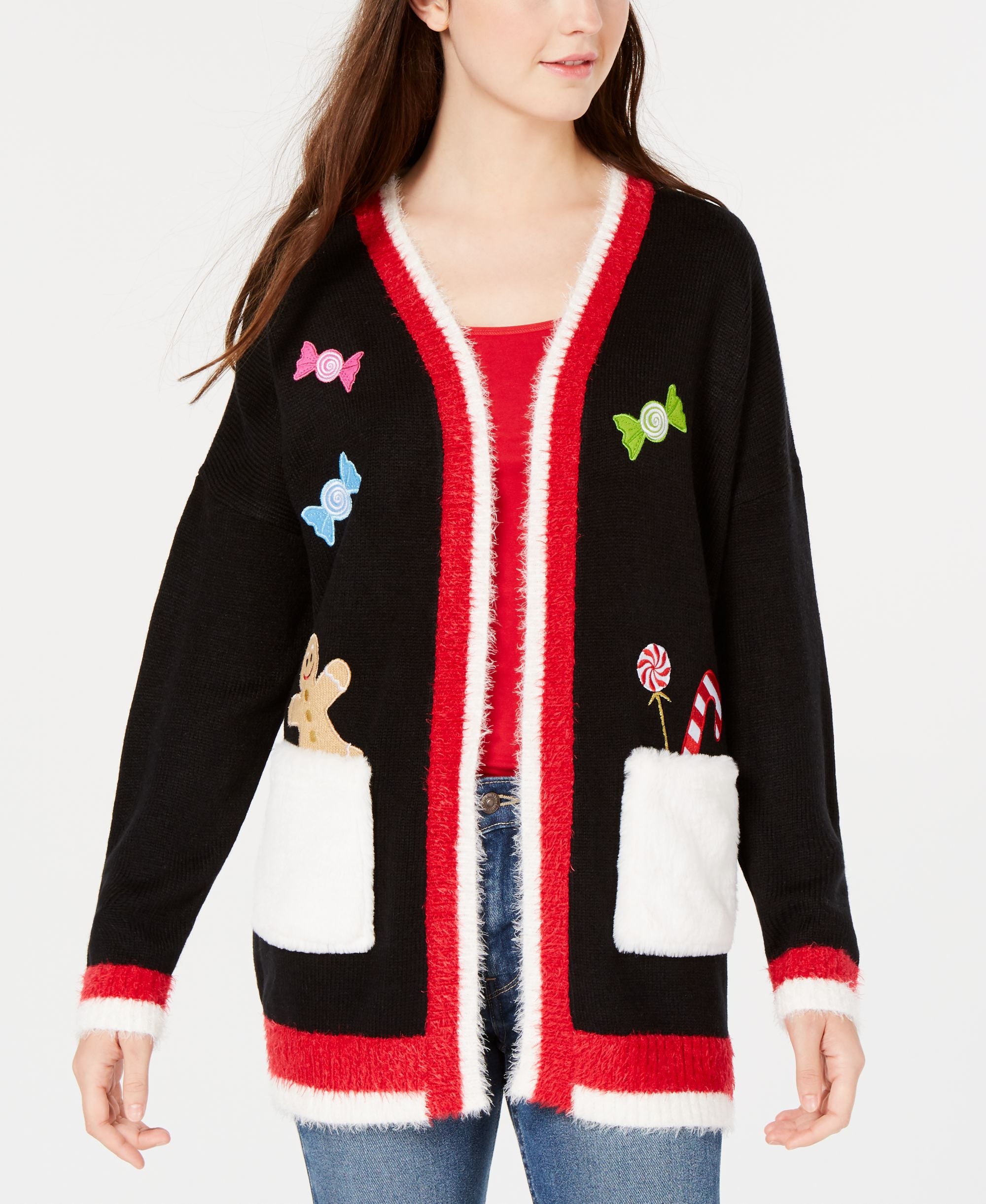 Hooked Up By Iot Juniors Holiday Cardigan Sweater