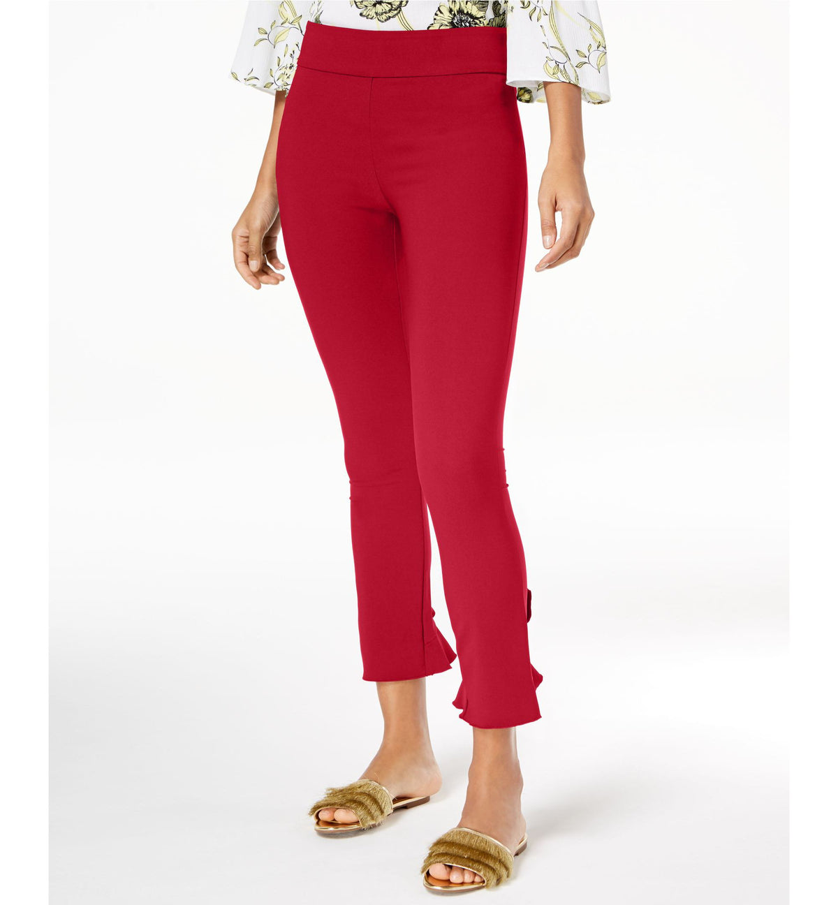 INC Curvy Ruffled-Hem Ankle Skinny Pants