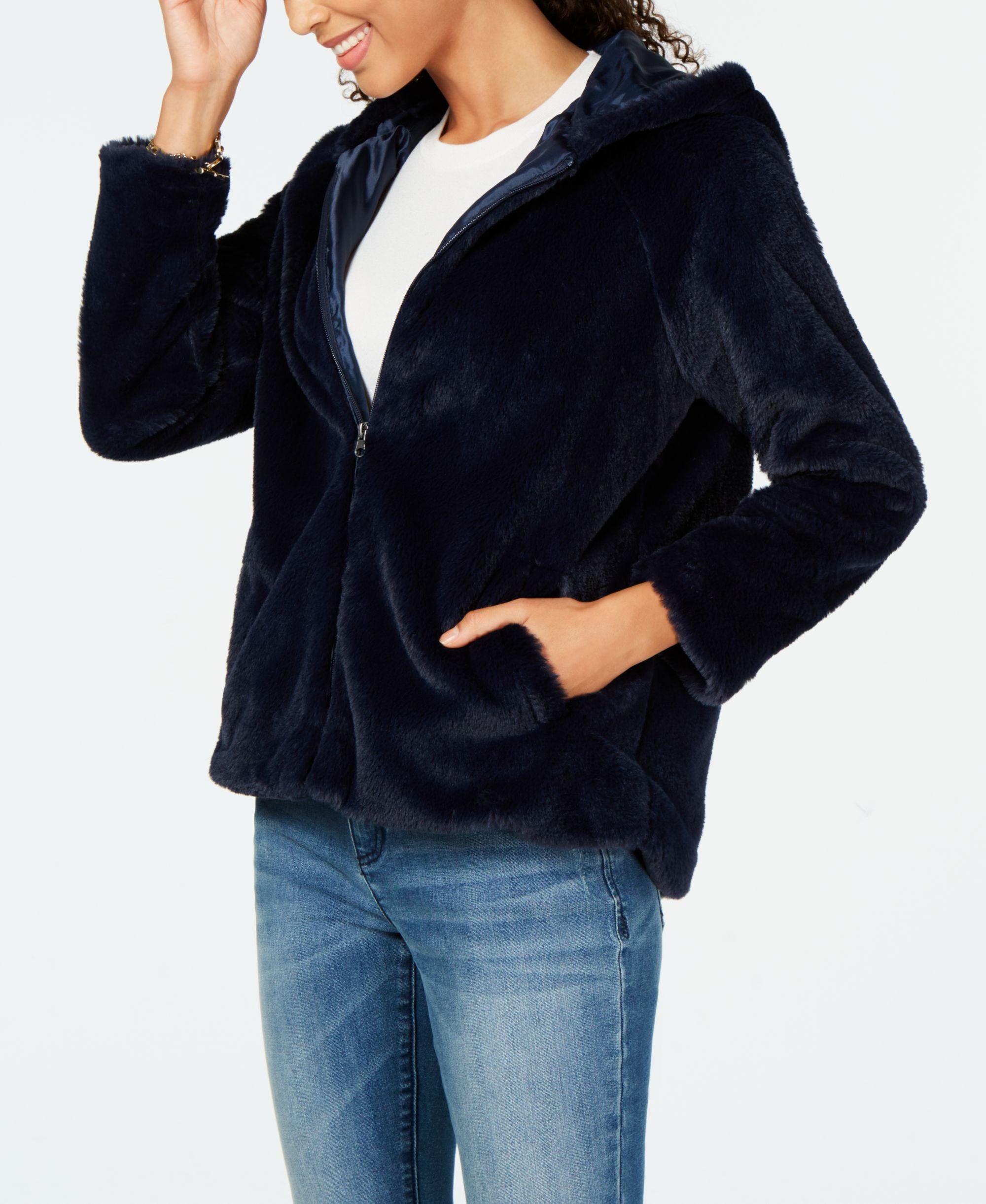 Style & Co Petite Faux Fur Hooded Jacket