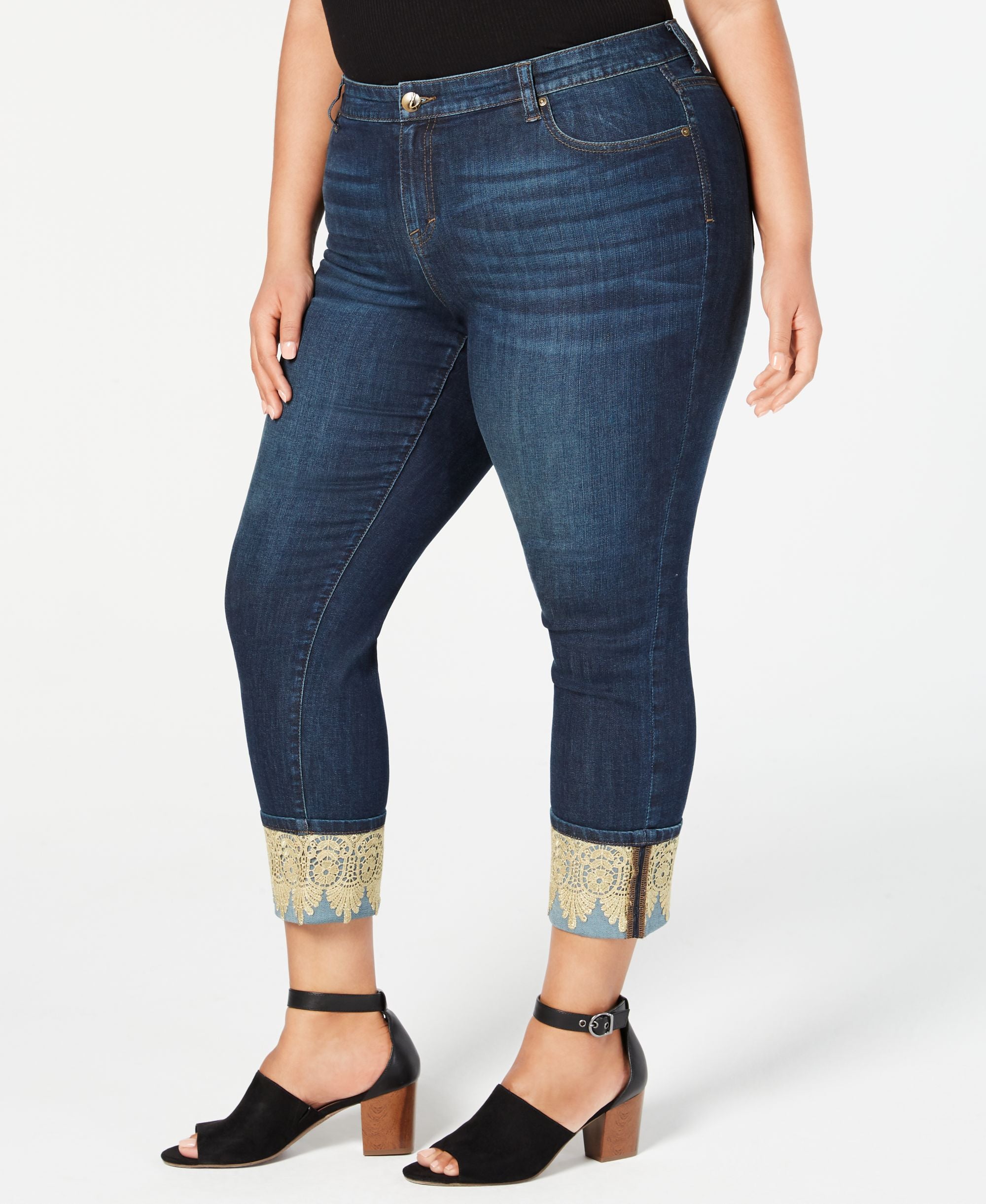 Style & Co Plus Size Lace Cuffed Boyfriend Jeans