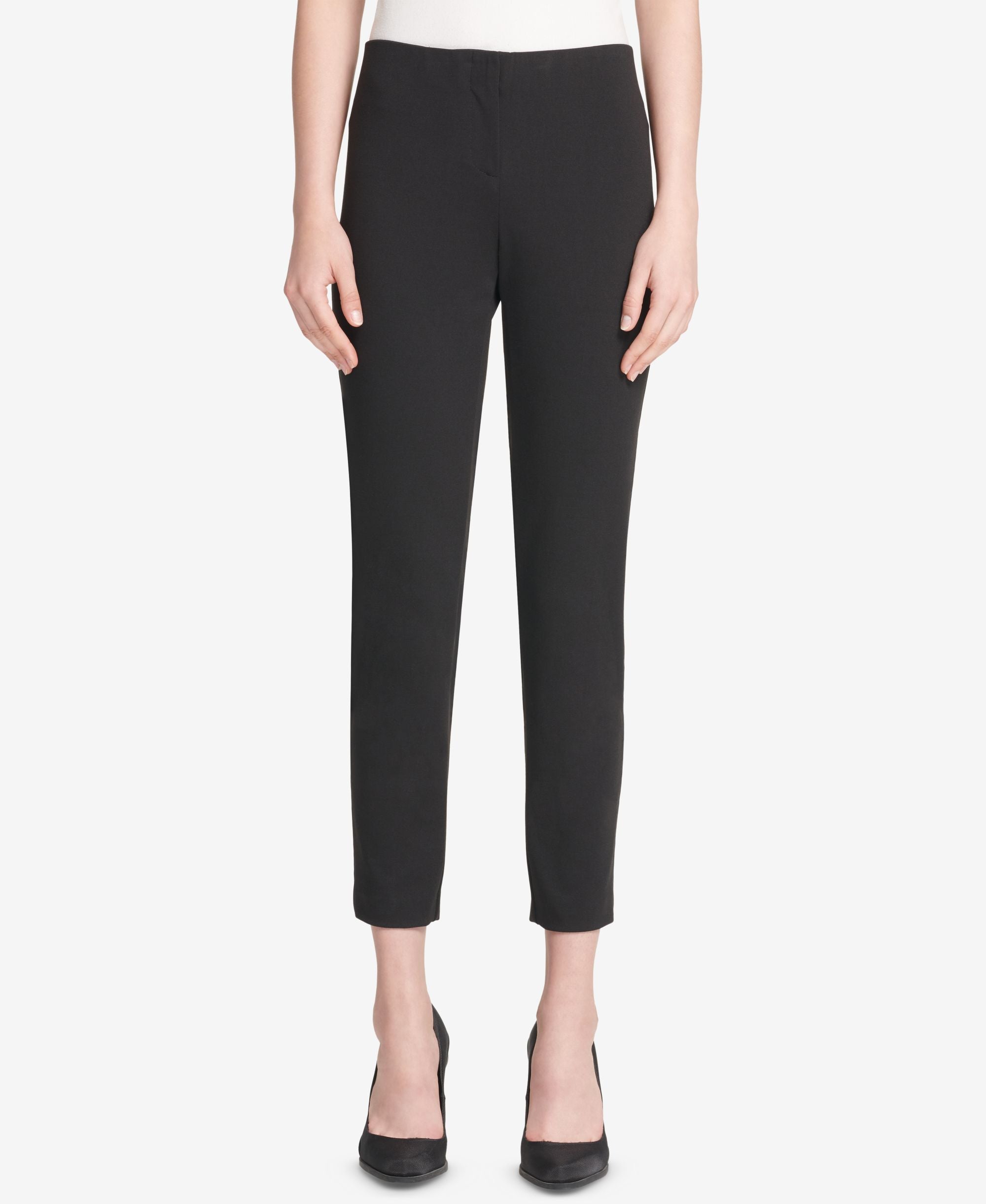 DKNY Pull On Skinny Pants With Faux Leather Trim