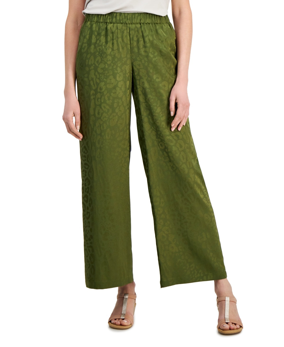 Women's Satin Jacquard Wide-Leg Pants