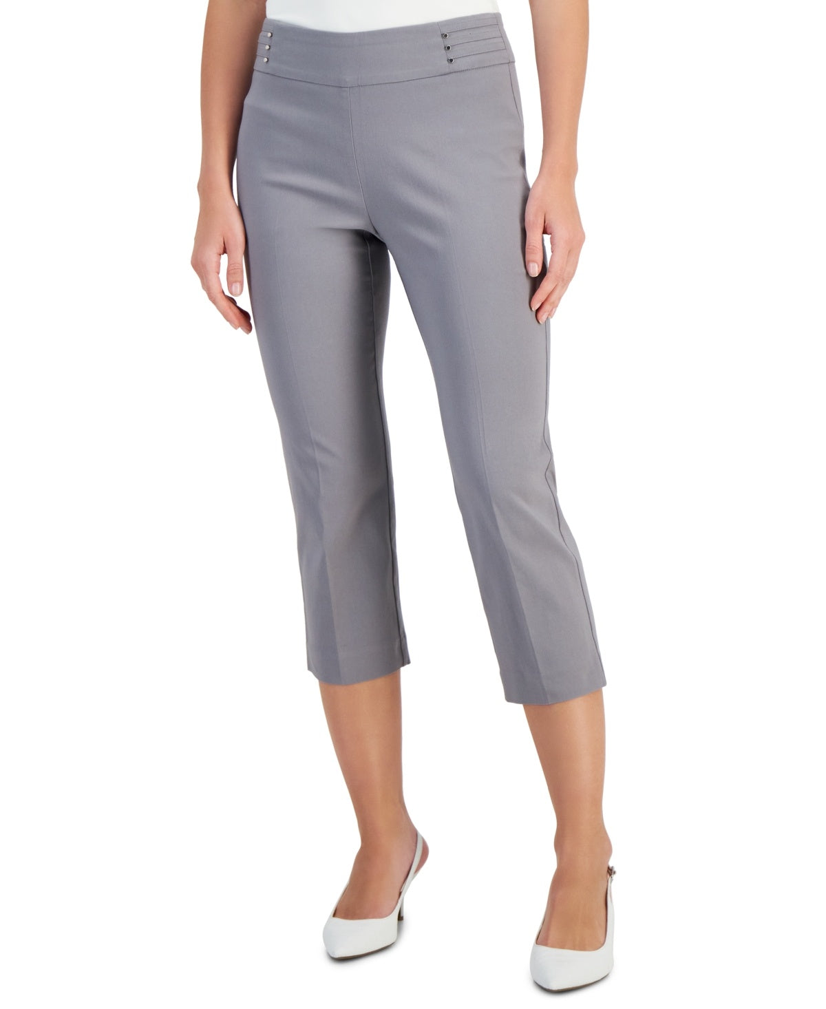 Petite Rivet-Detail Capri Pants
