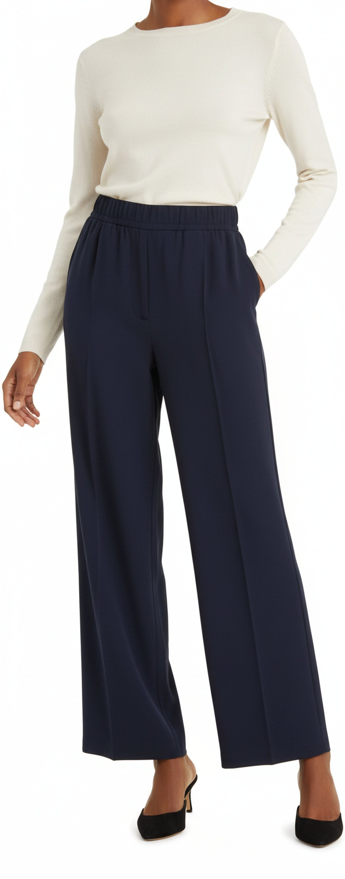 Alfani Petite Wide-Leg Pull-On Drapey Modern Navy