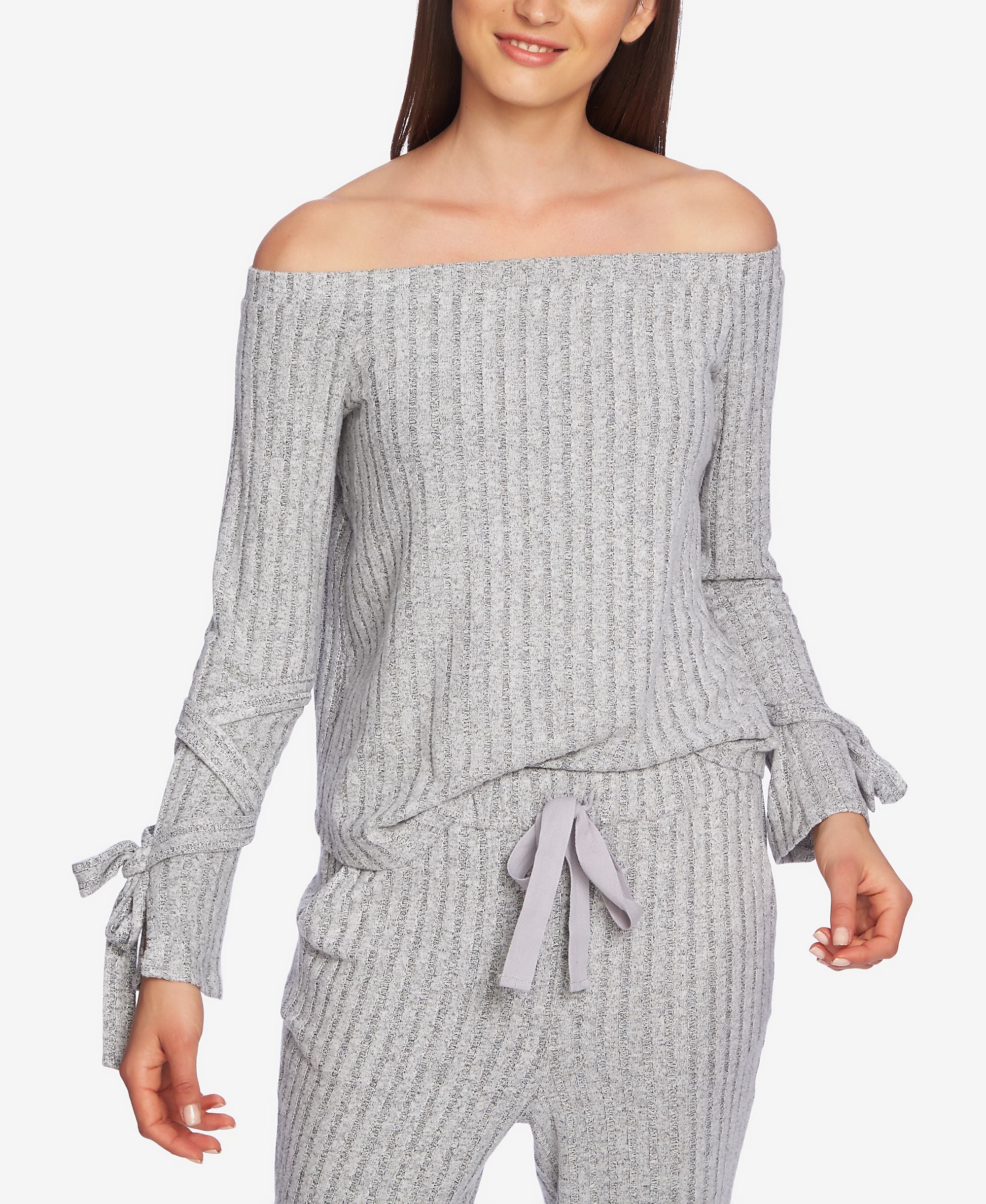 1.State Cozy Off The Shoulder Tie Sleeve Top