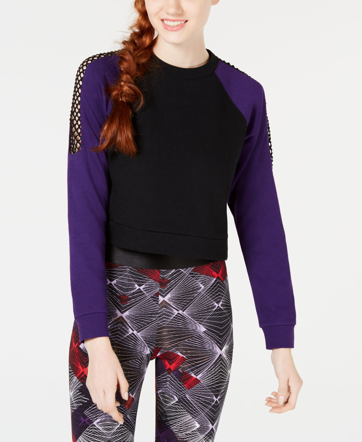 Juniors' Colorblocked Mesh-Trim Sweatshirt