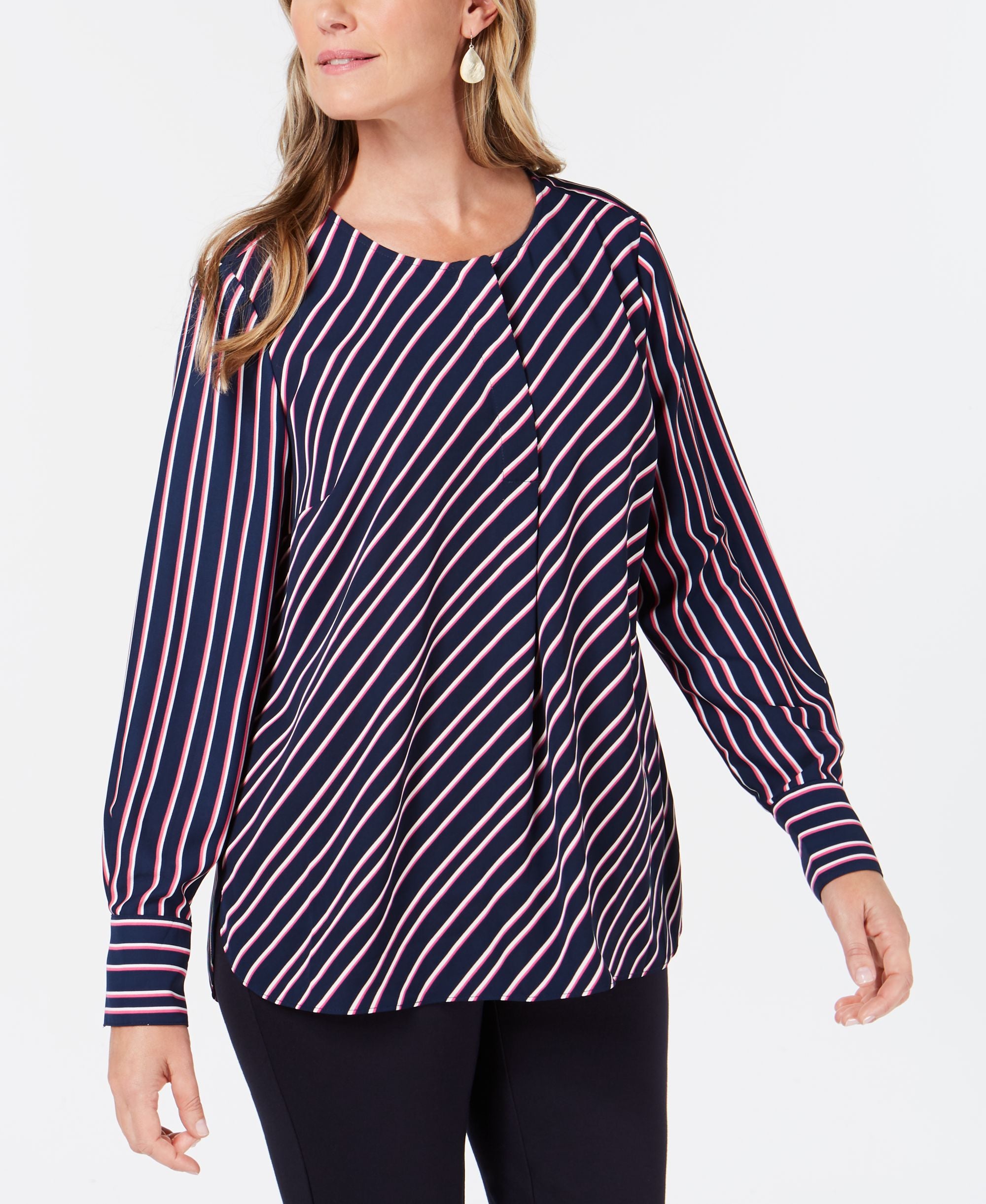 Charter Club Striped Henley Blouse