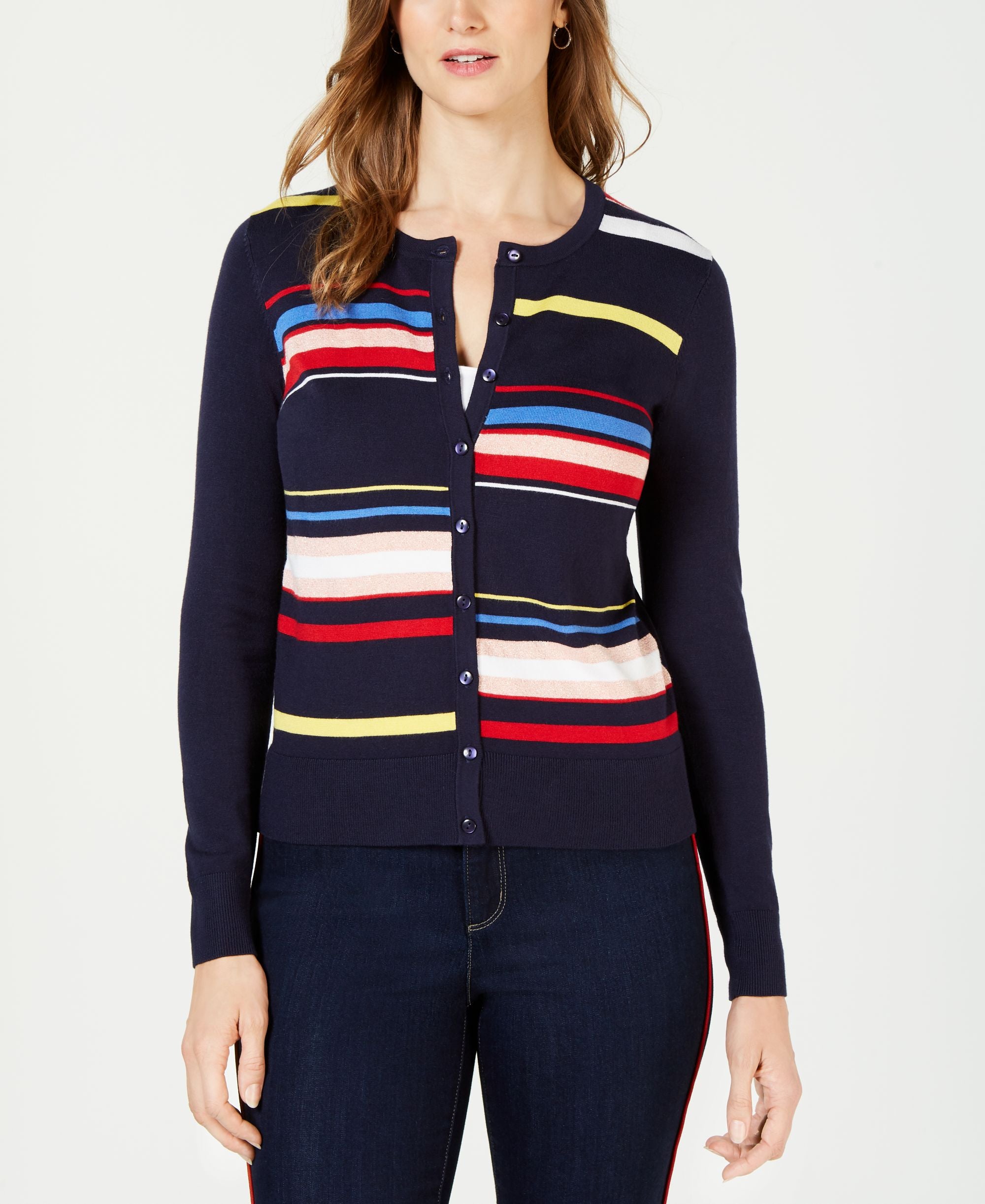 Charter Club Multi Stripe Cardigan Sweater
