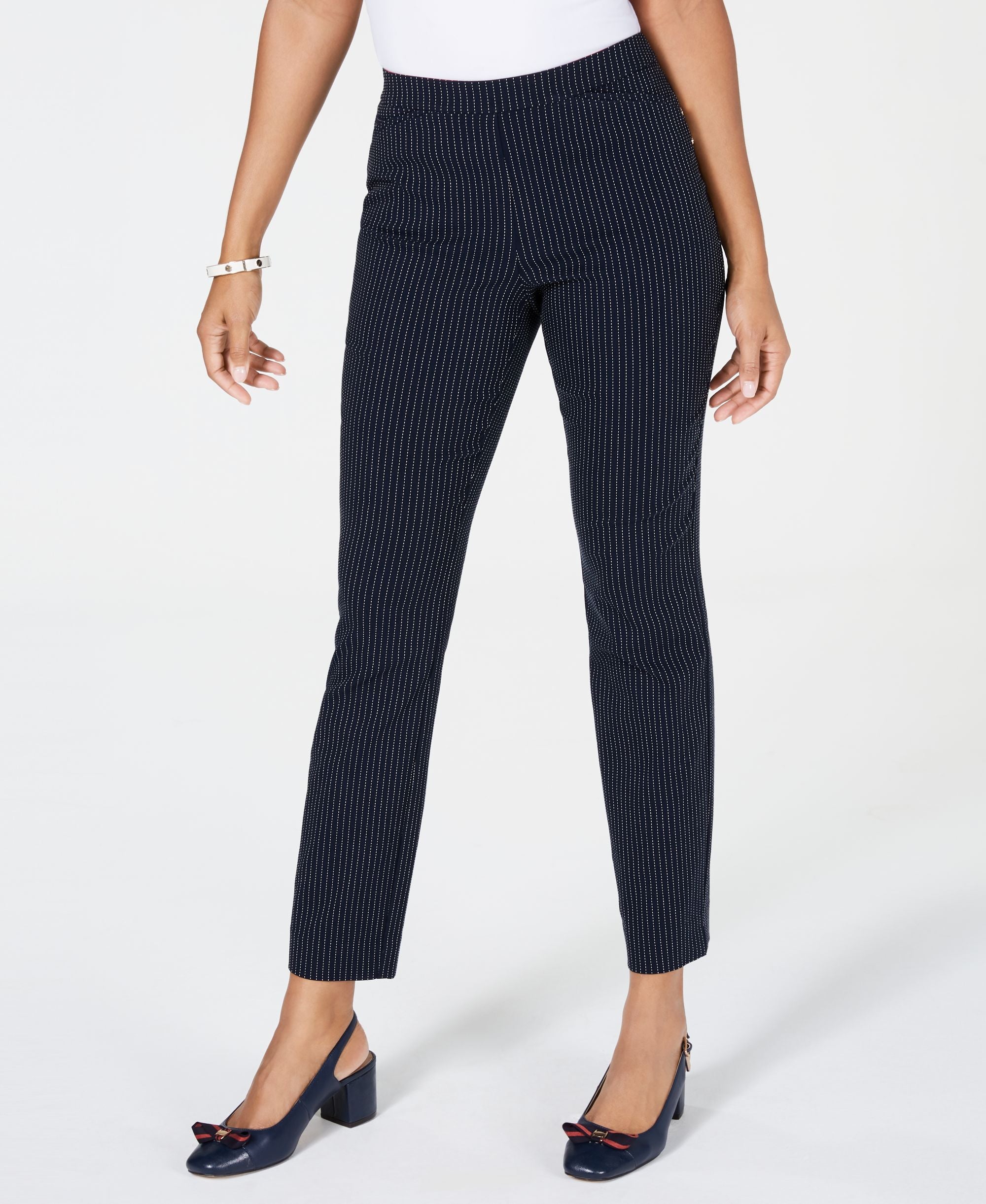 Charter Club Petite Pinstriped Pull On Pants