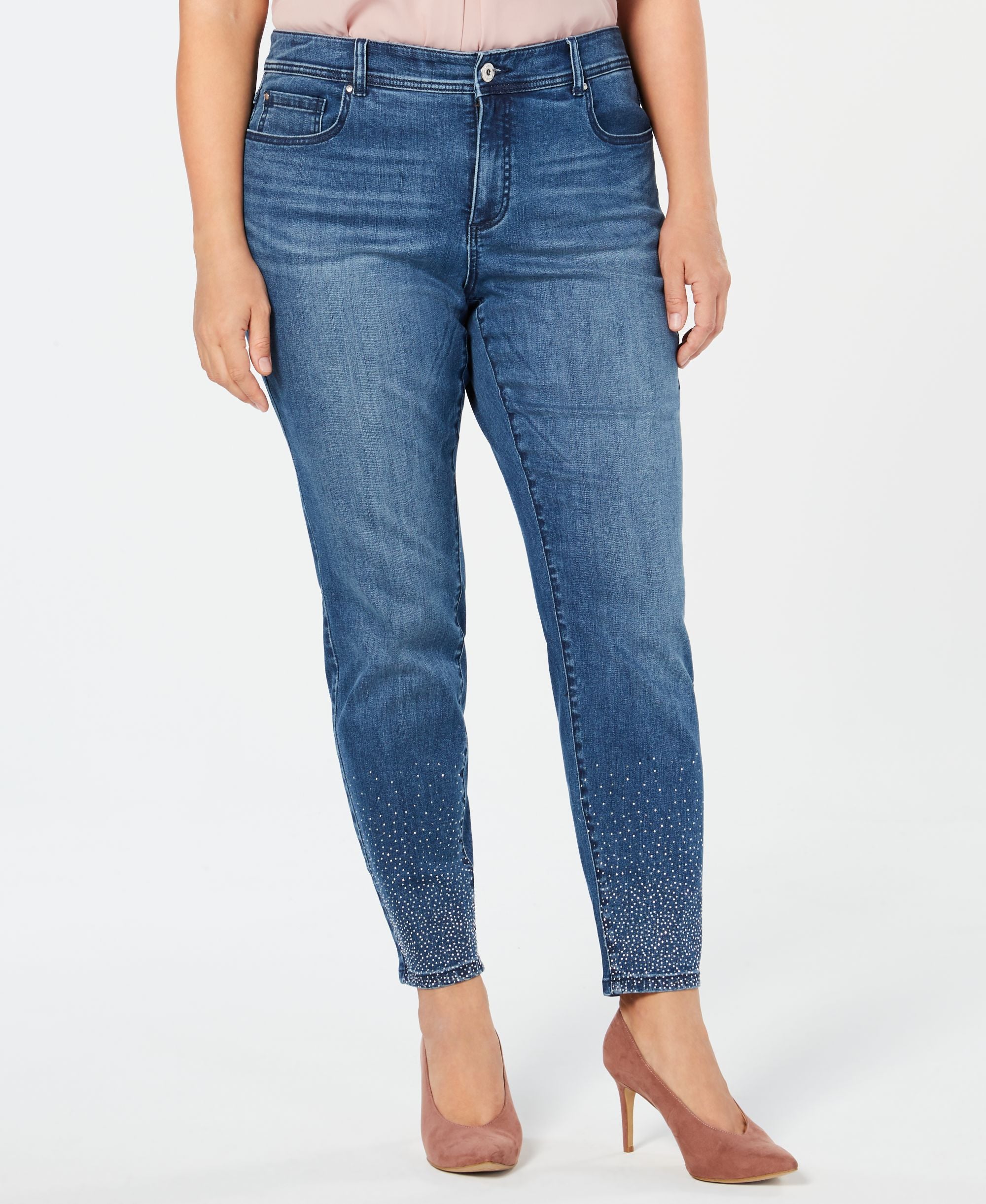I.N.C. Plus Size Caviar Studded Skinny Jeans