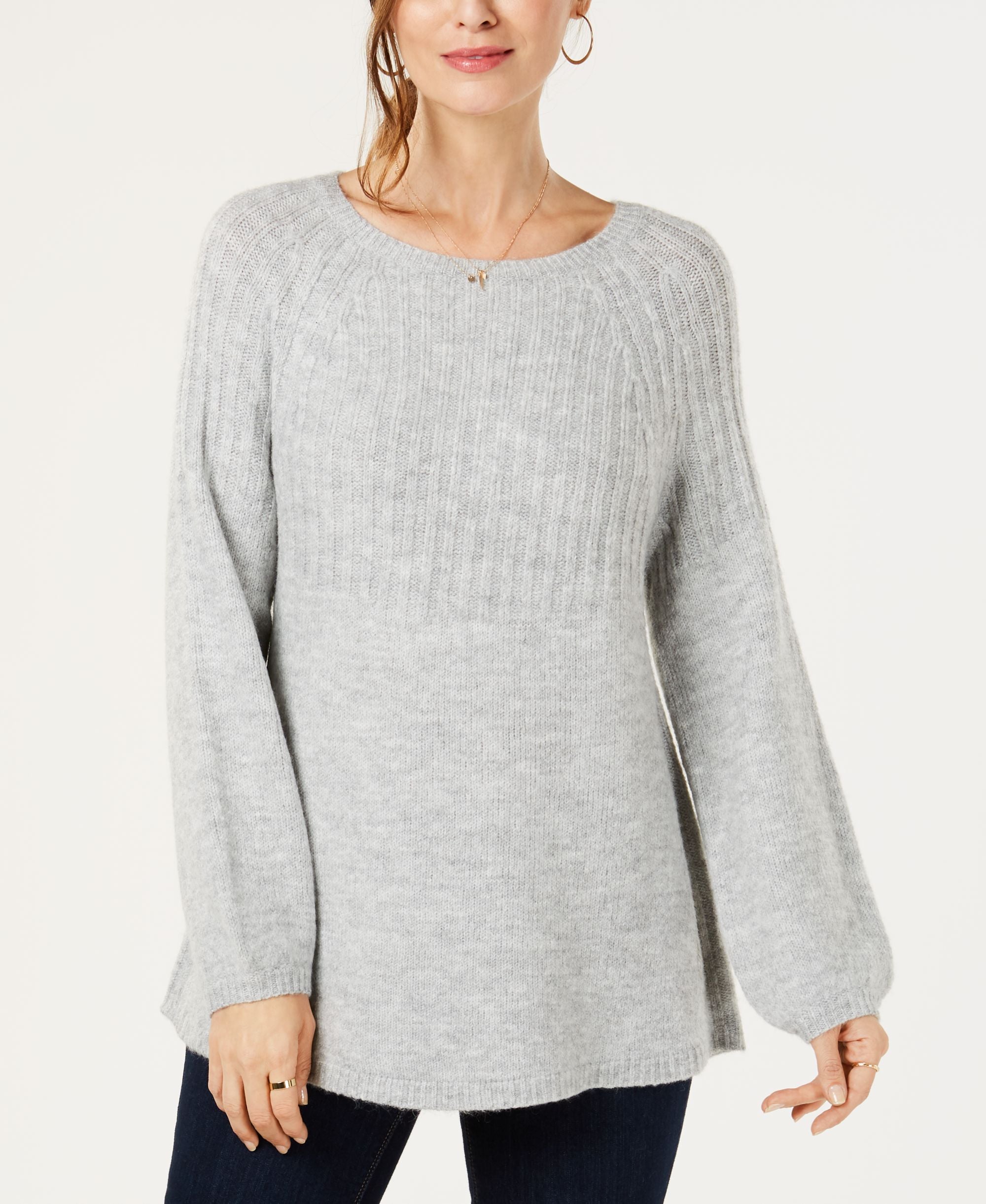 Style & Co Ribbed Bishop Sleeve Sweater