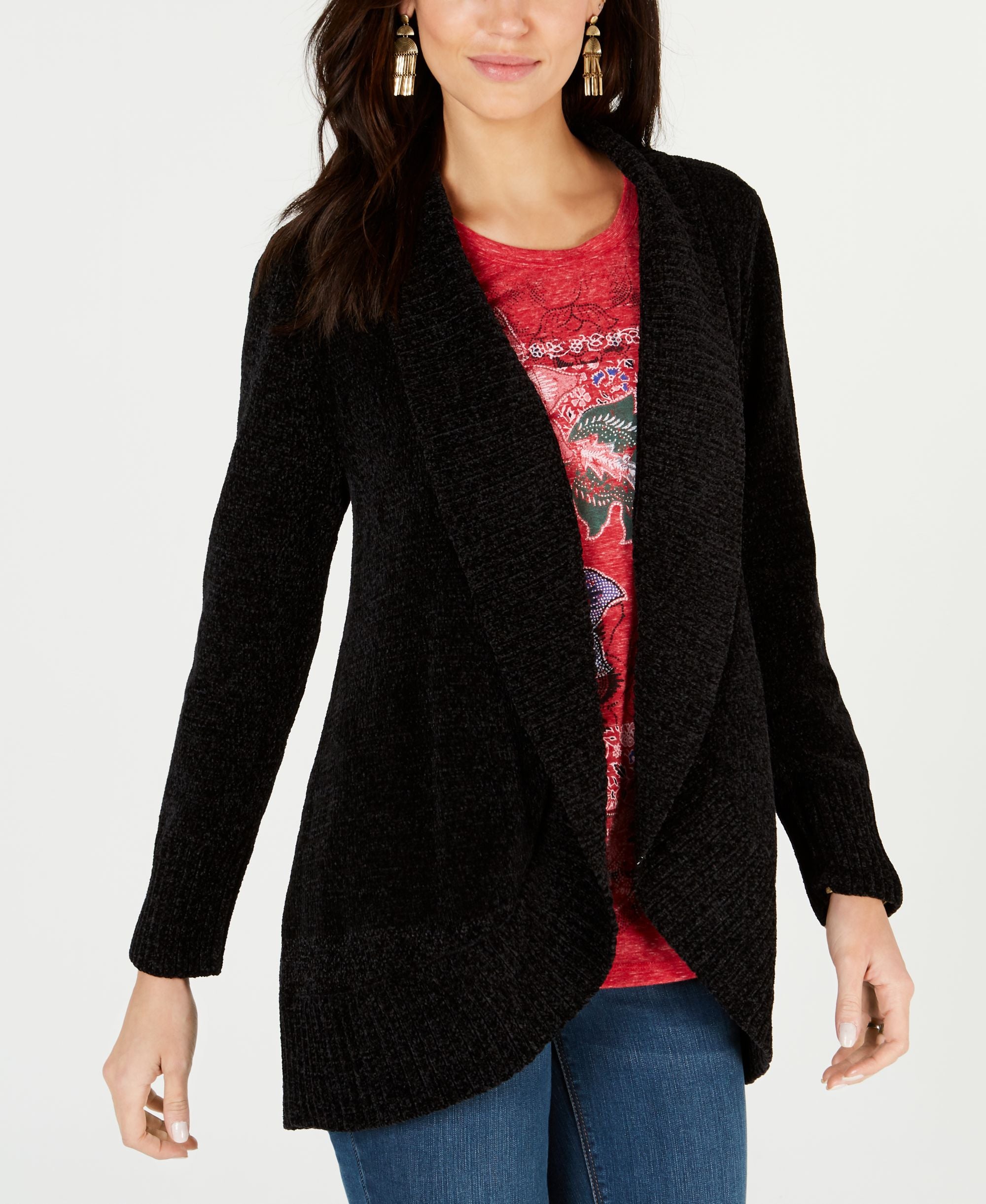 Style & Co Shawl Collar Open Front Cardigan