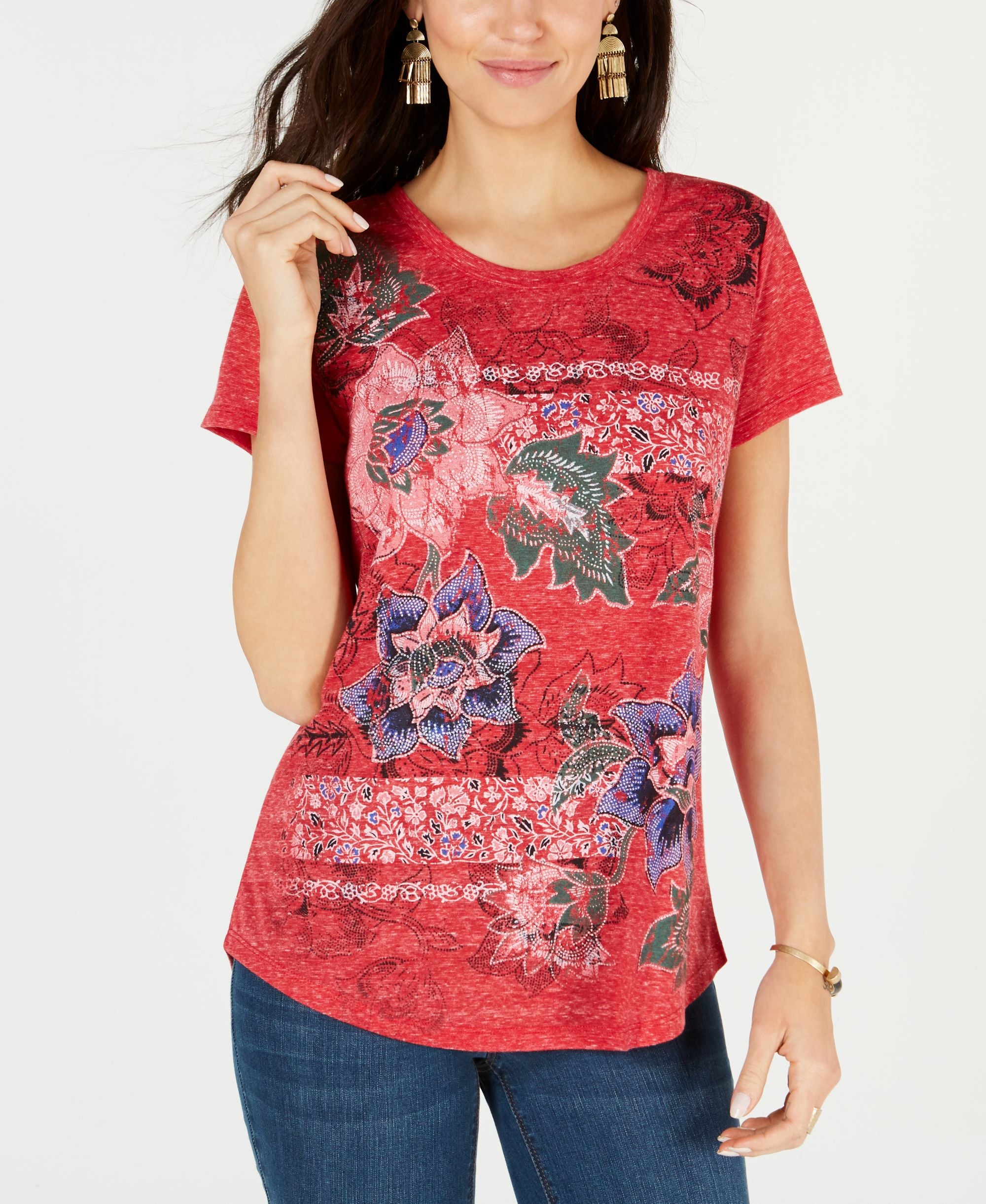 Style & Co Graphic Flower Print Top