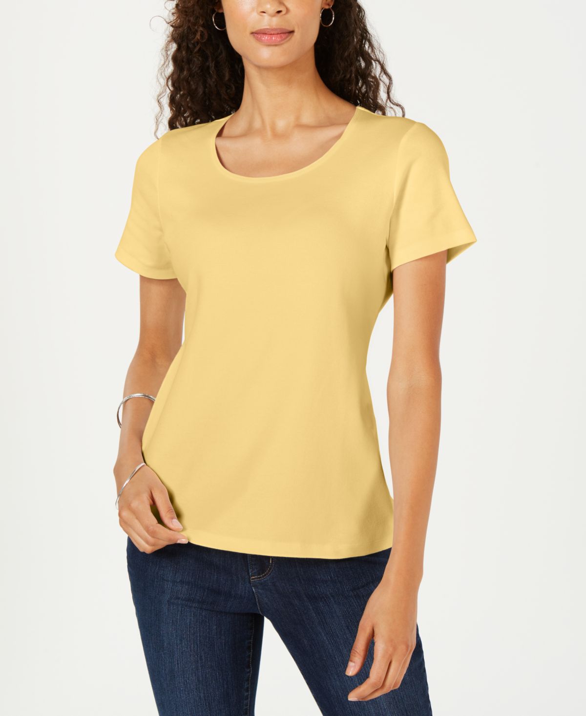 Petite Cotton Scoop-Neck Top