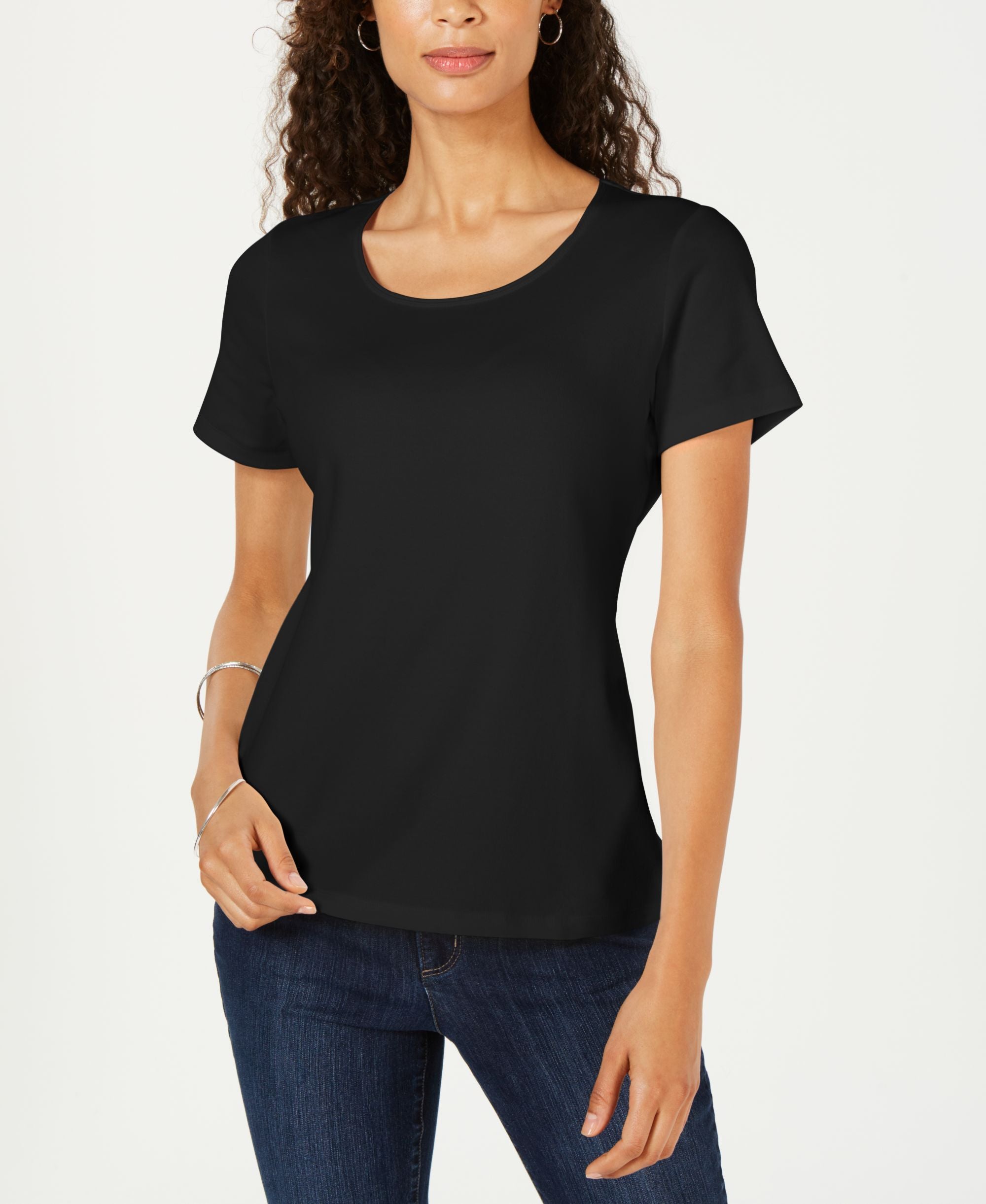 Petite Cotton Scoop-Neck Top