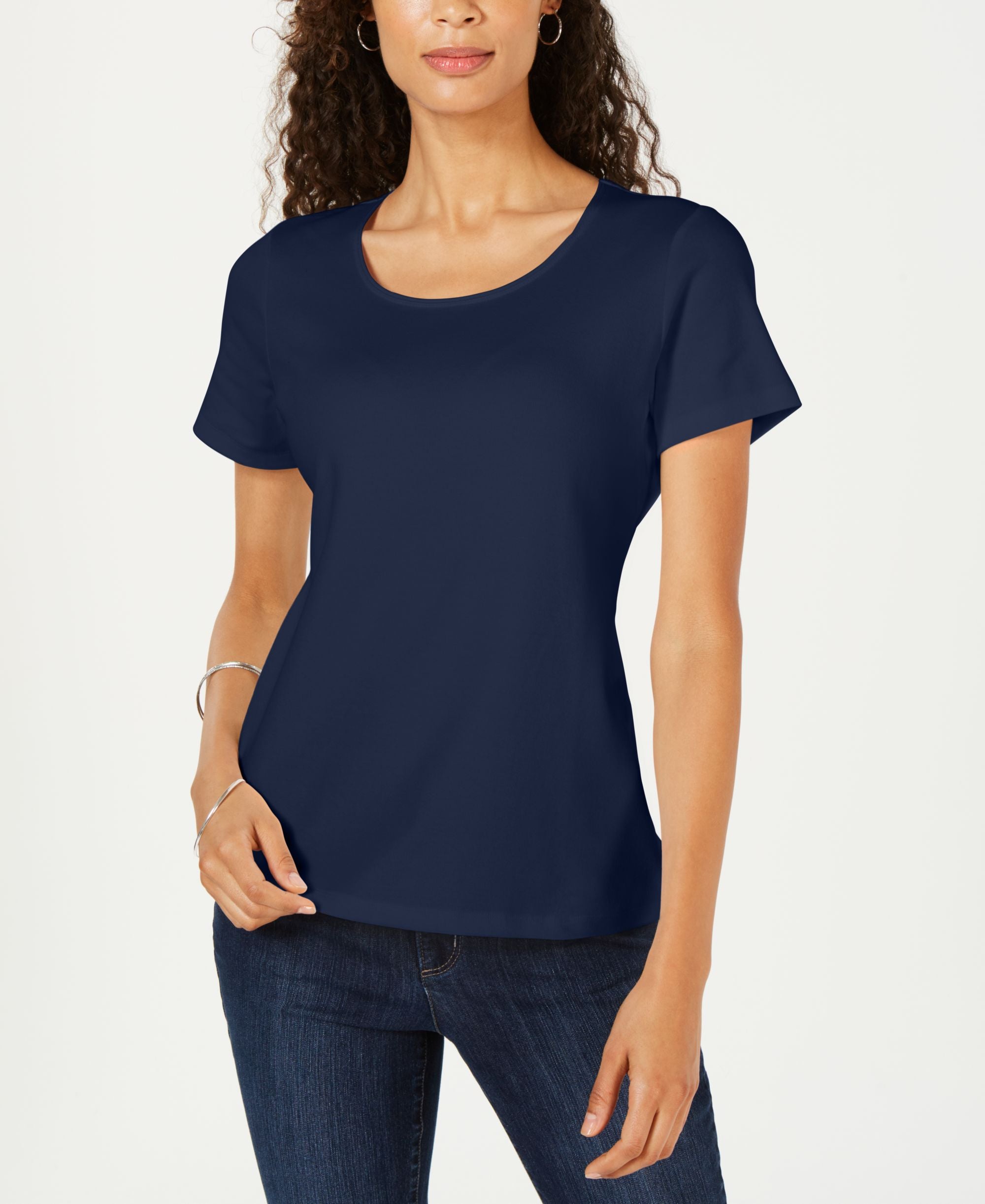 Petite Cotton Scoop-Neck Top