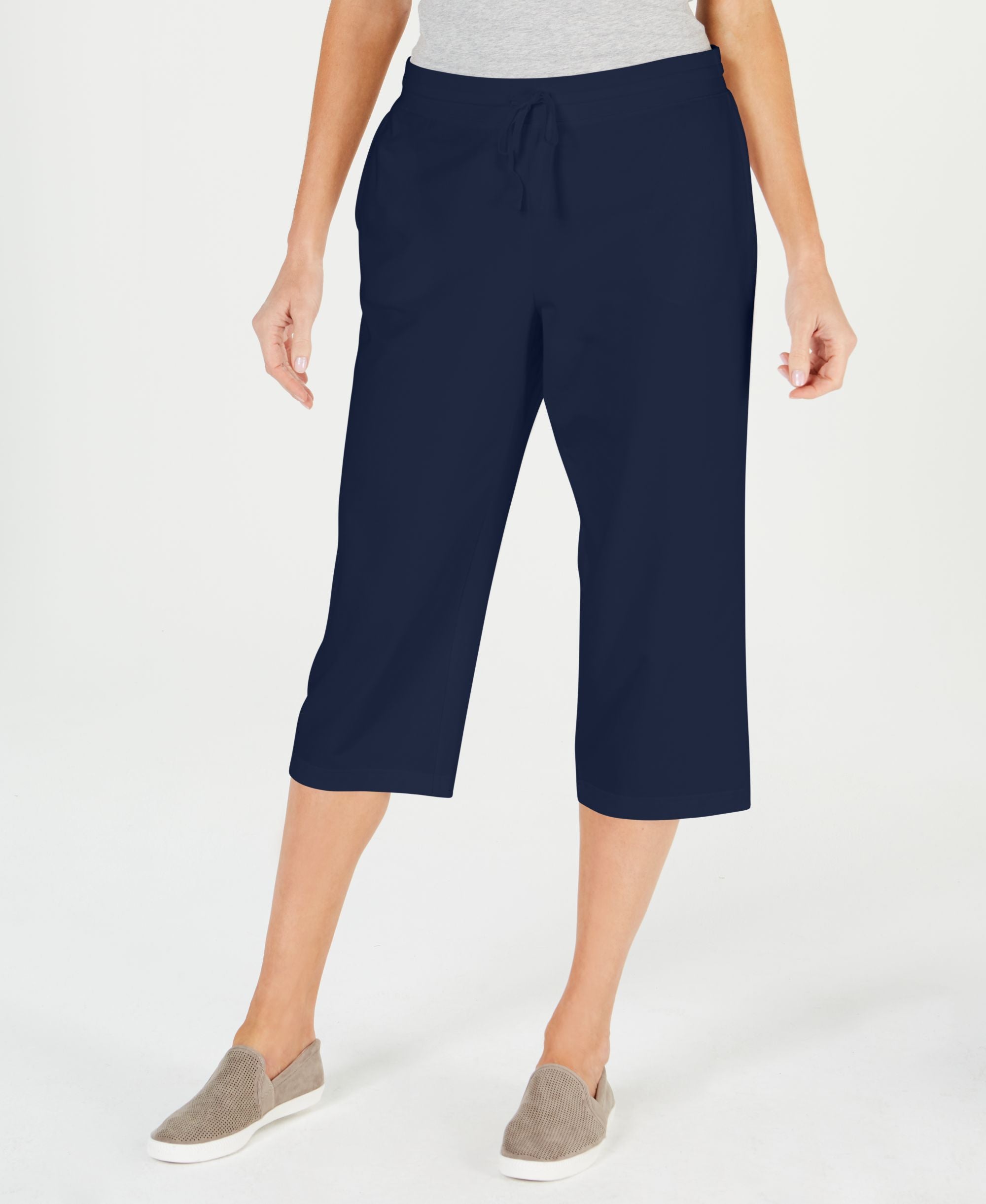Karen Scott Knit Drawstring Capri Pants