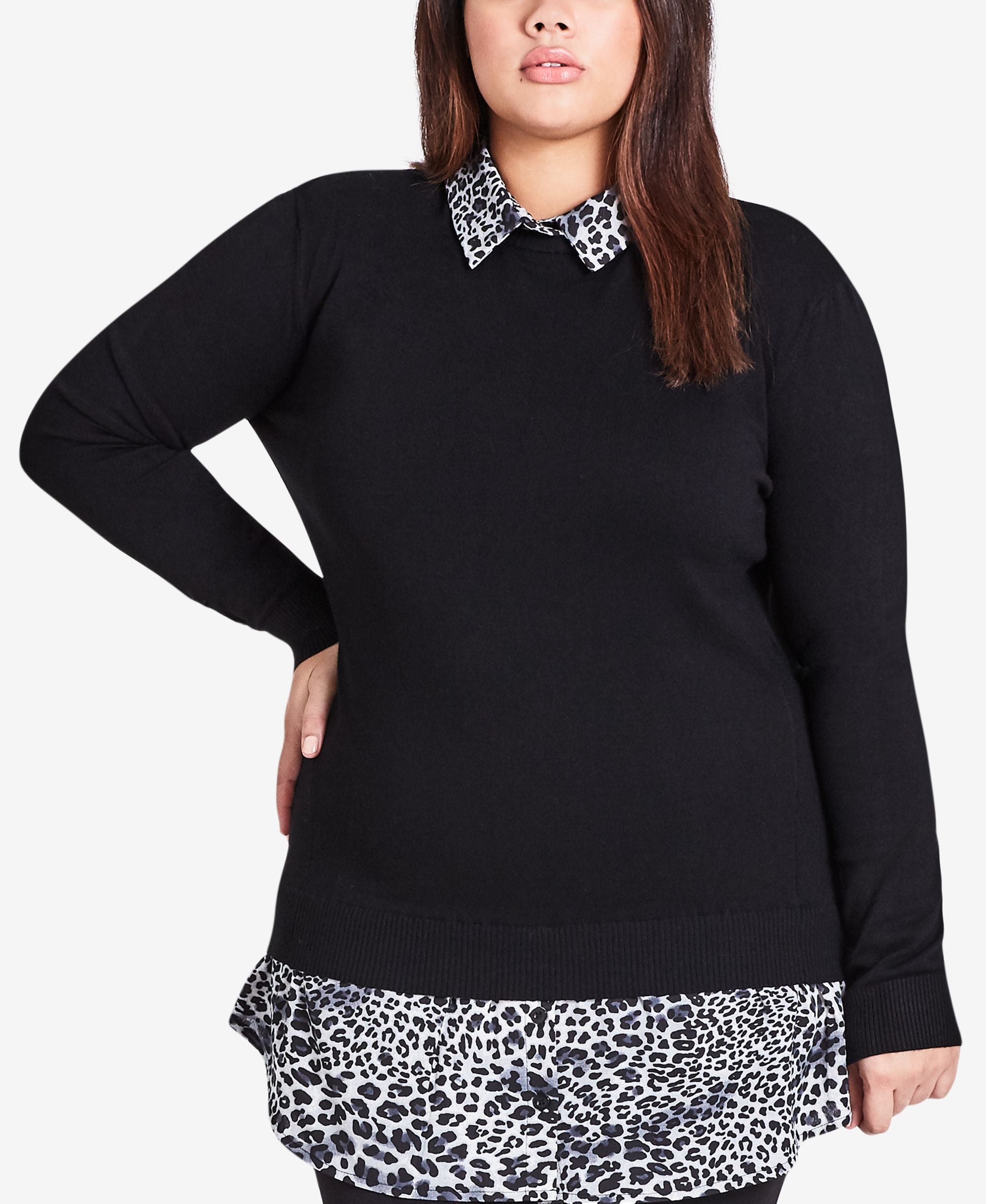 City Chic Plus Size Layered Look Sweater