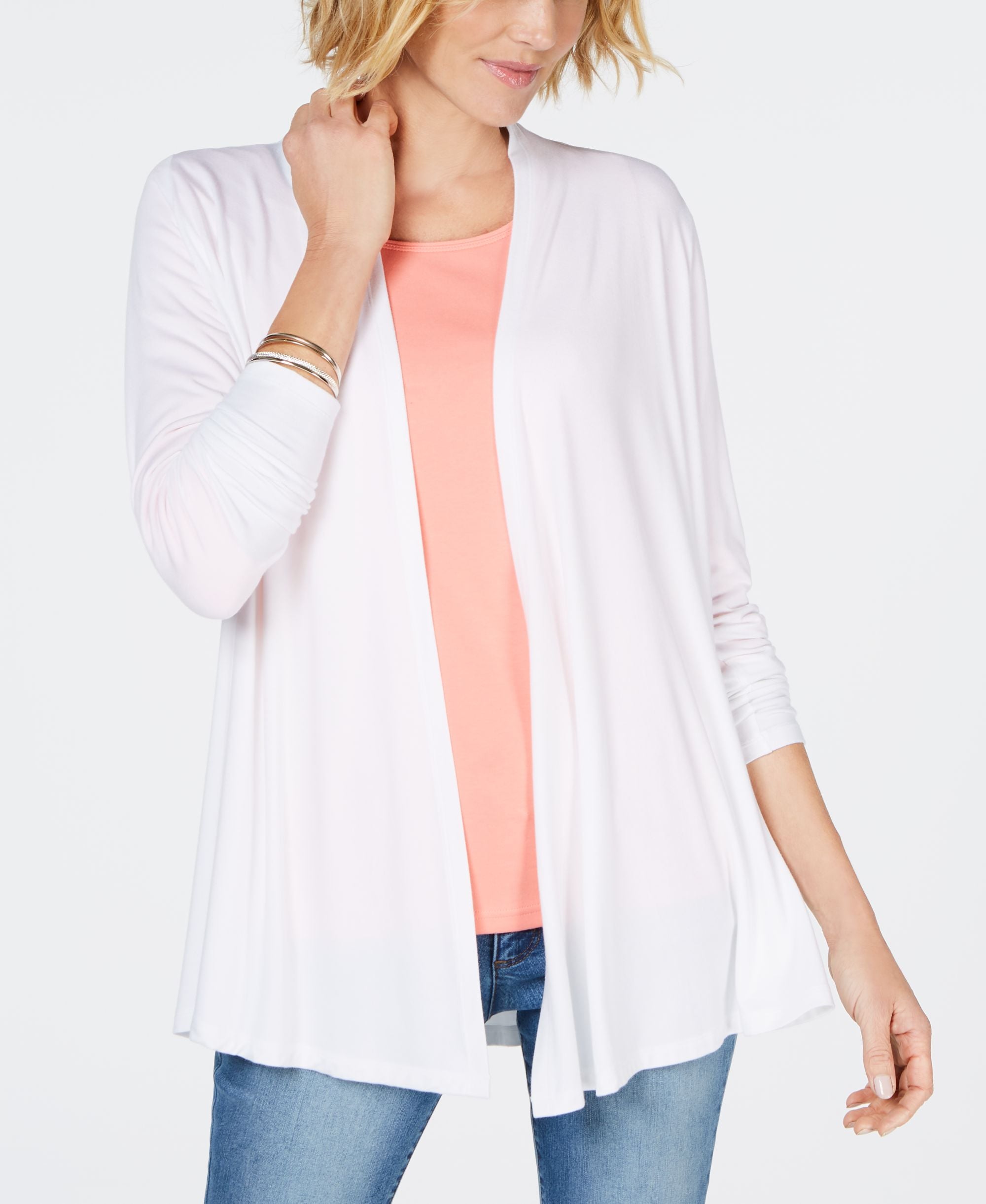 Draped Open-Front Cardigan