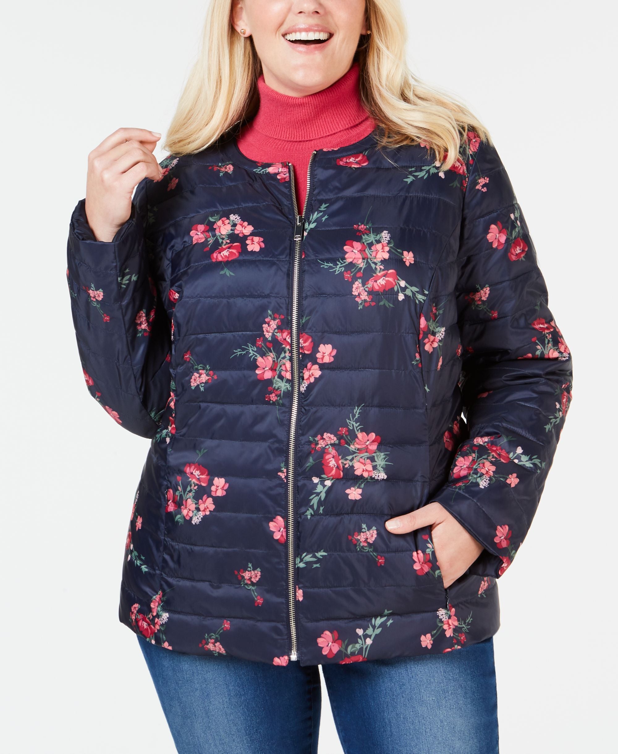 Charter Club Plus Size Reversible Floral Quilted Jacket