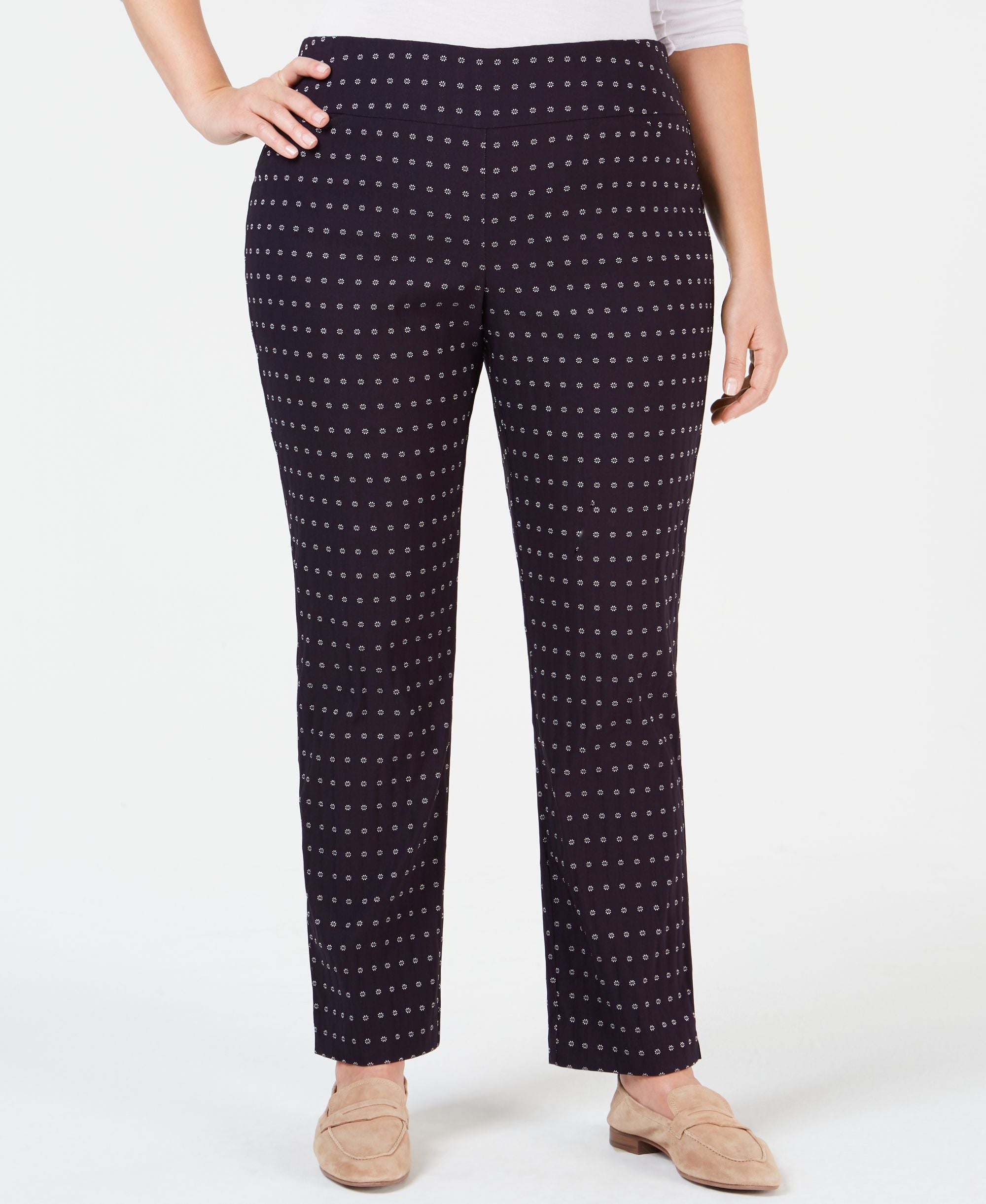 Plus Size Printed Cambridge Ponte Pants