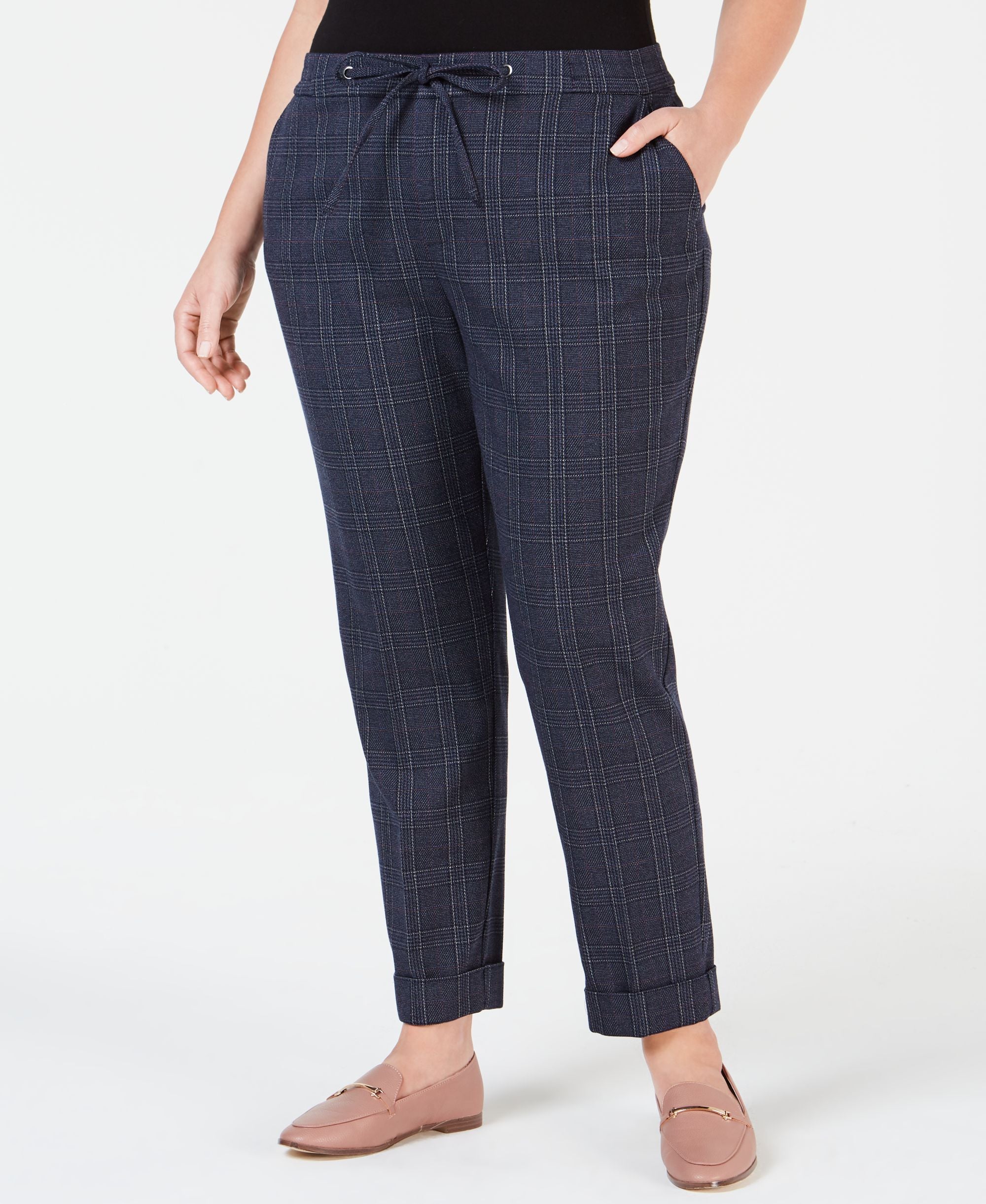 Charter Club Plus Size Plaid Slim Leg Pants