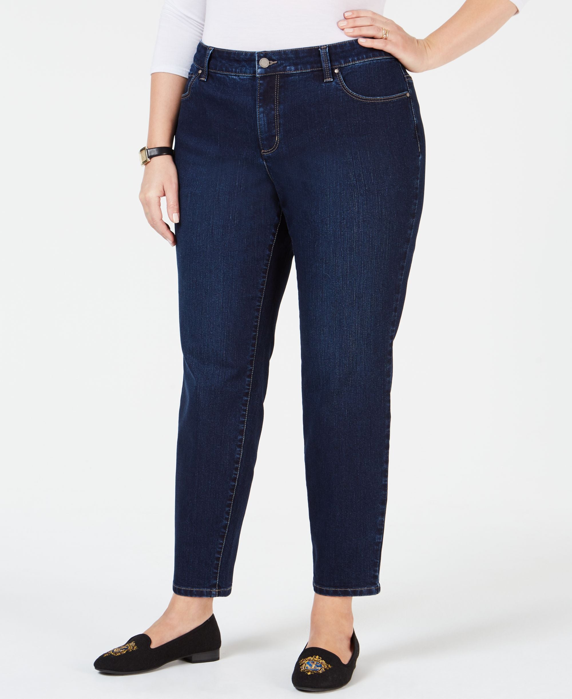 Charter Club Plus Size Straight Leg Ankle Jeans Atlantic Wash 18W