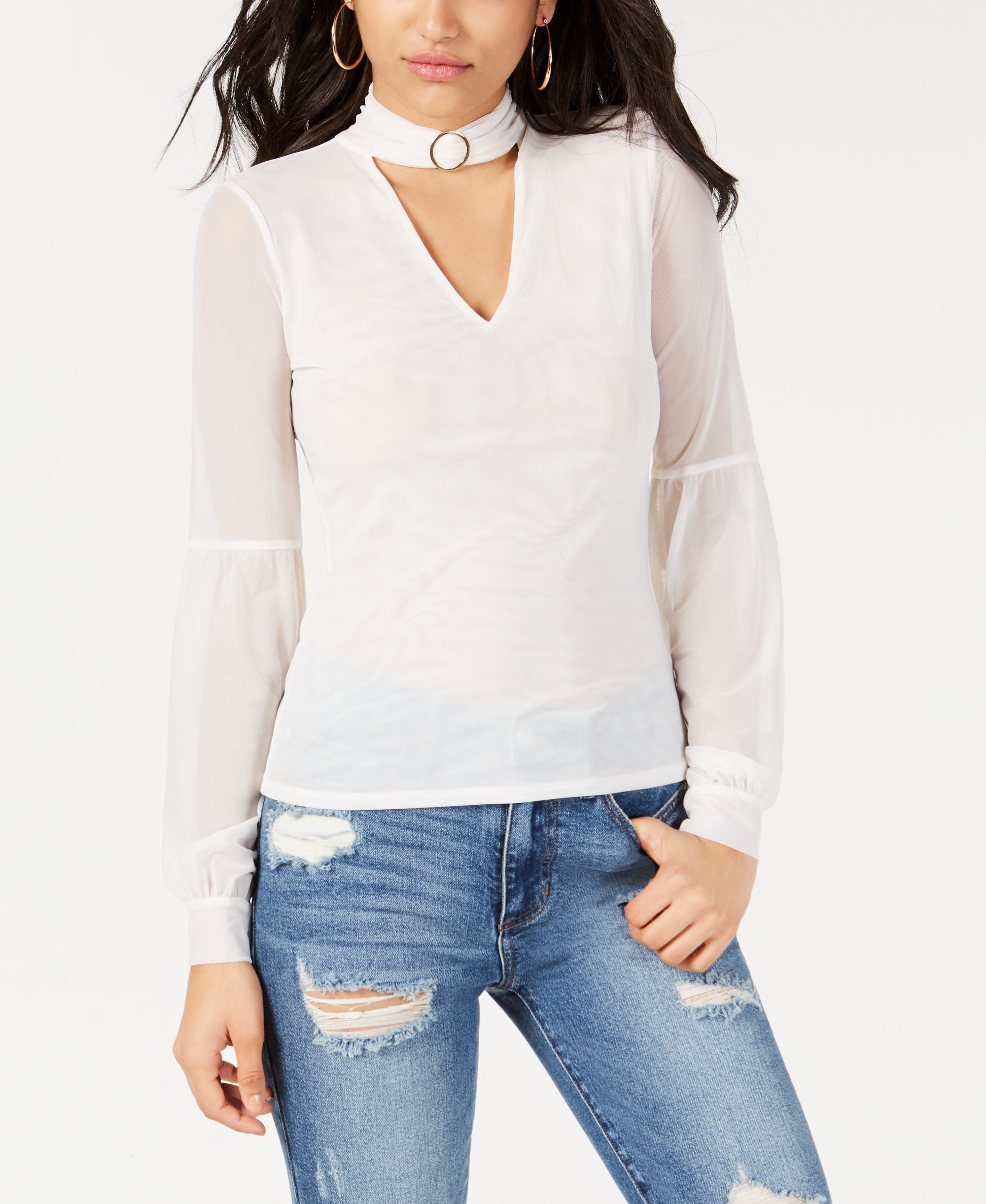 Guess Niki Mesh Mock Neck Top
