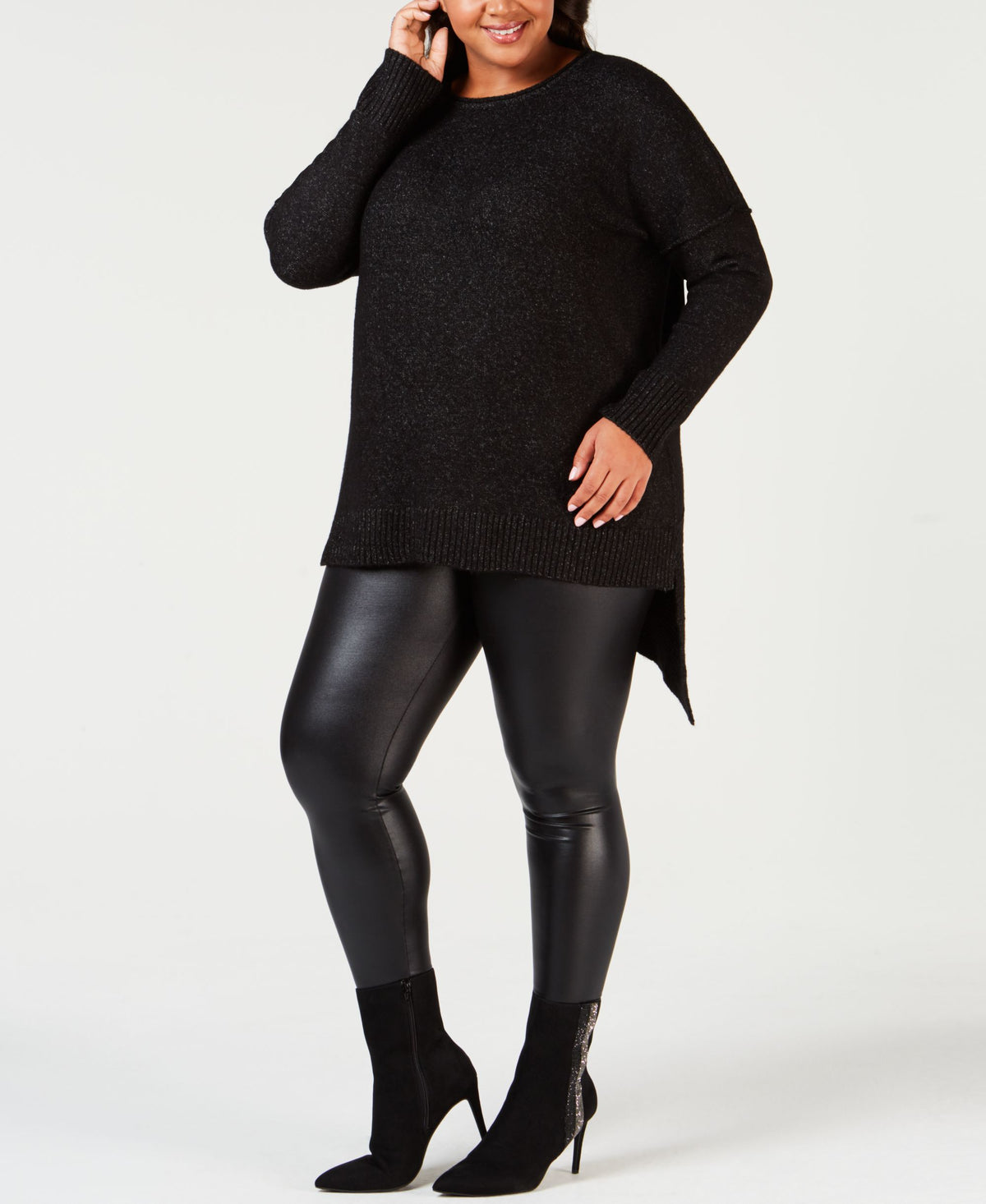 Plus Size Asymmetrical-Hem Sweater