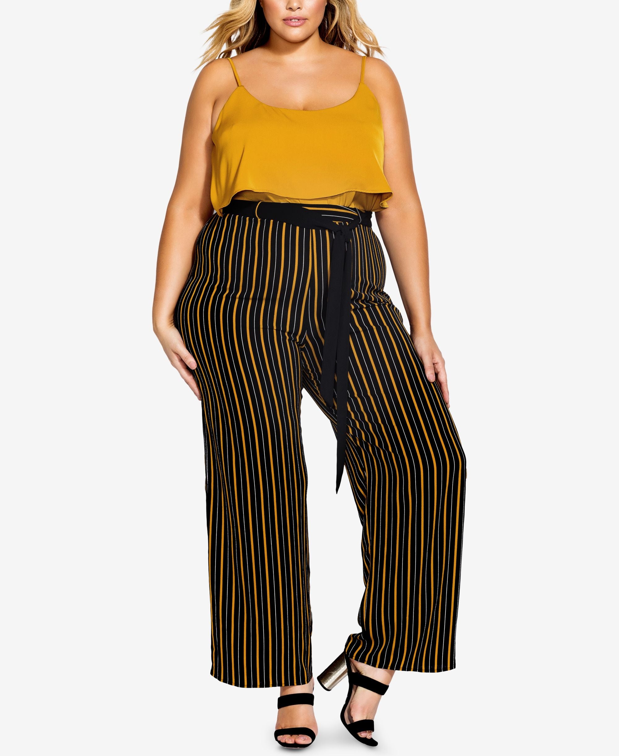 City Chic Trendy Plus Size Striped Palazzo Pants