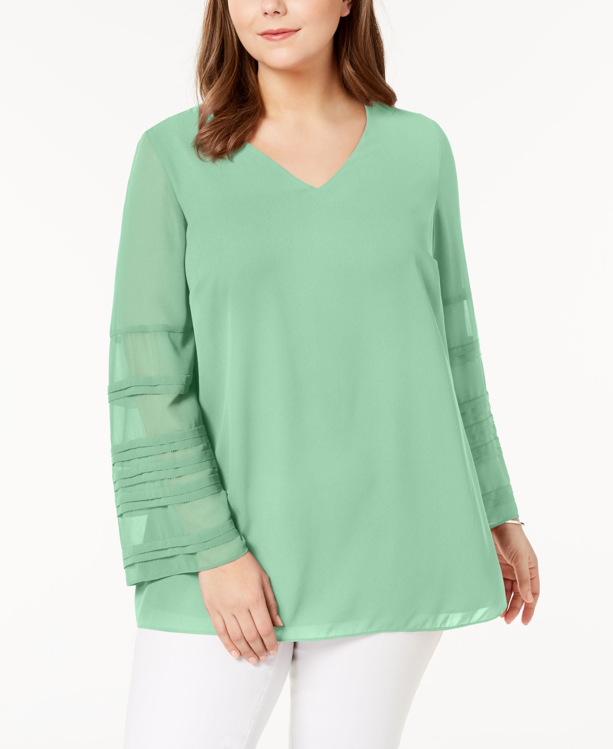 Alfani Plus Size Illusion Sleeve Top