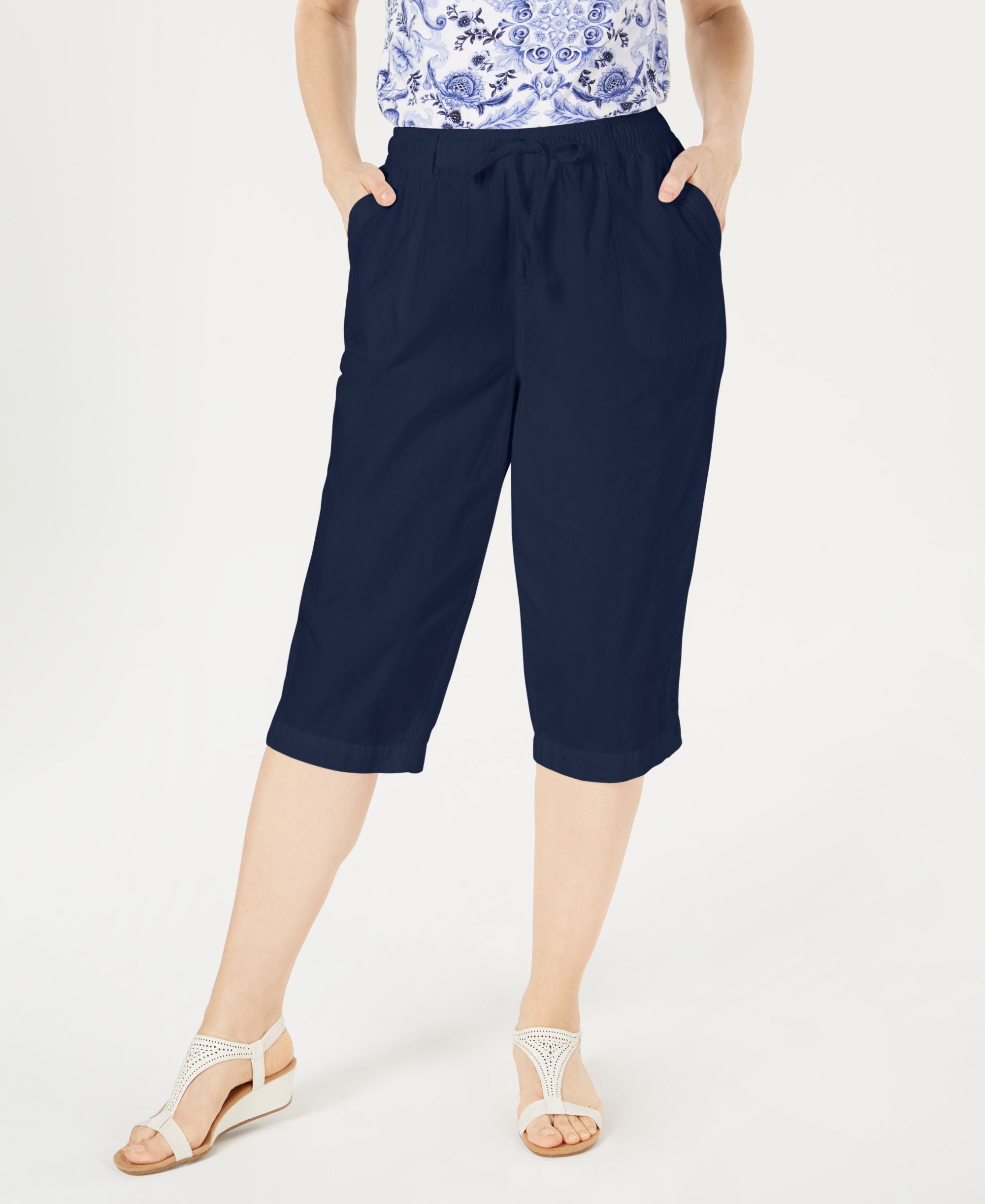 Karen Scott Cotton Cropped Pants