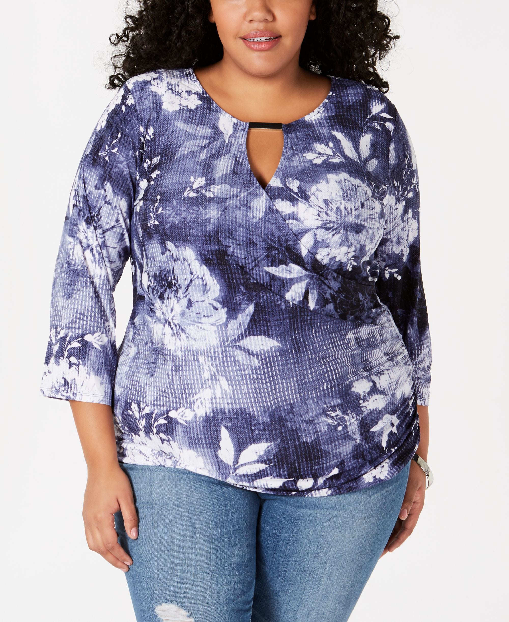 Plus Size Hardware Keyhole Top