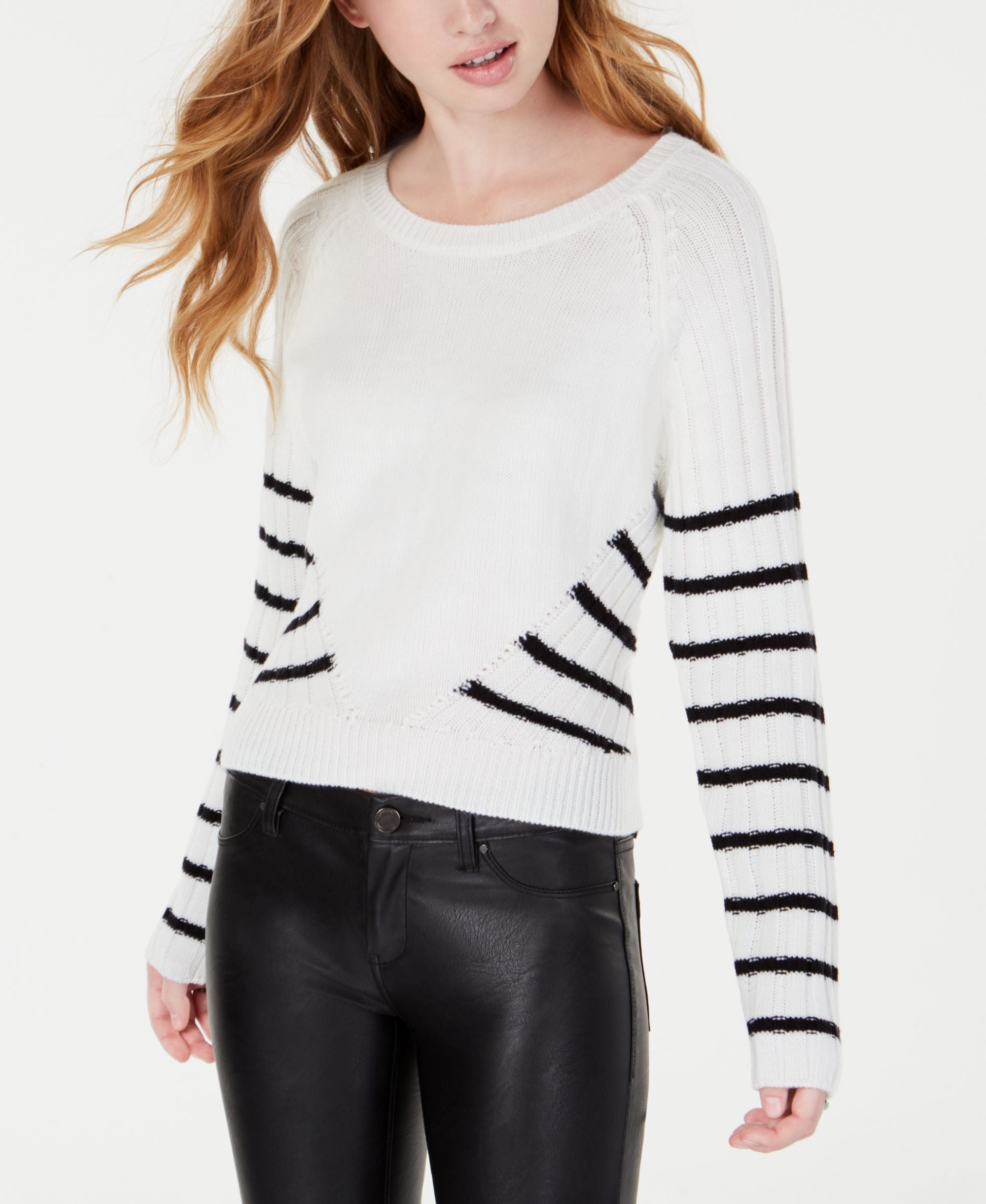 Planet Gold Juniors Striped Rib Knit Sweater