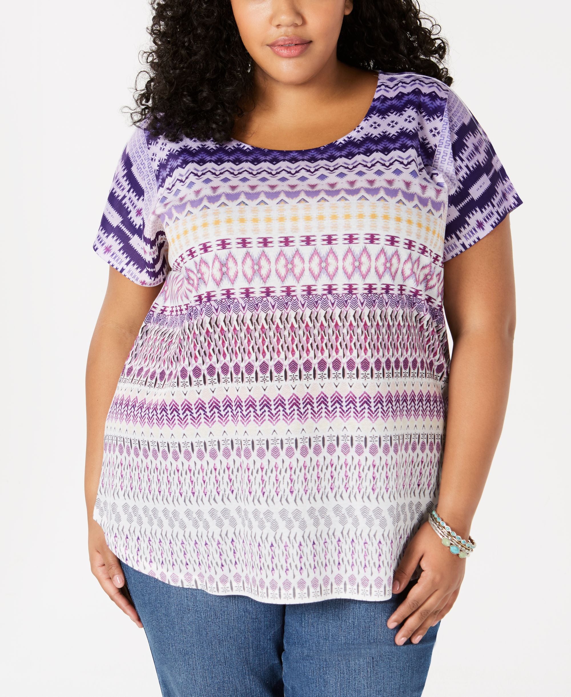 Plus Size Geo-Print Top
