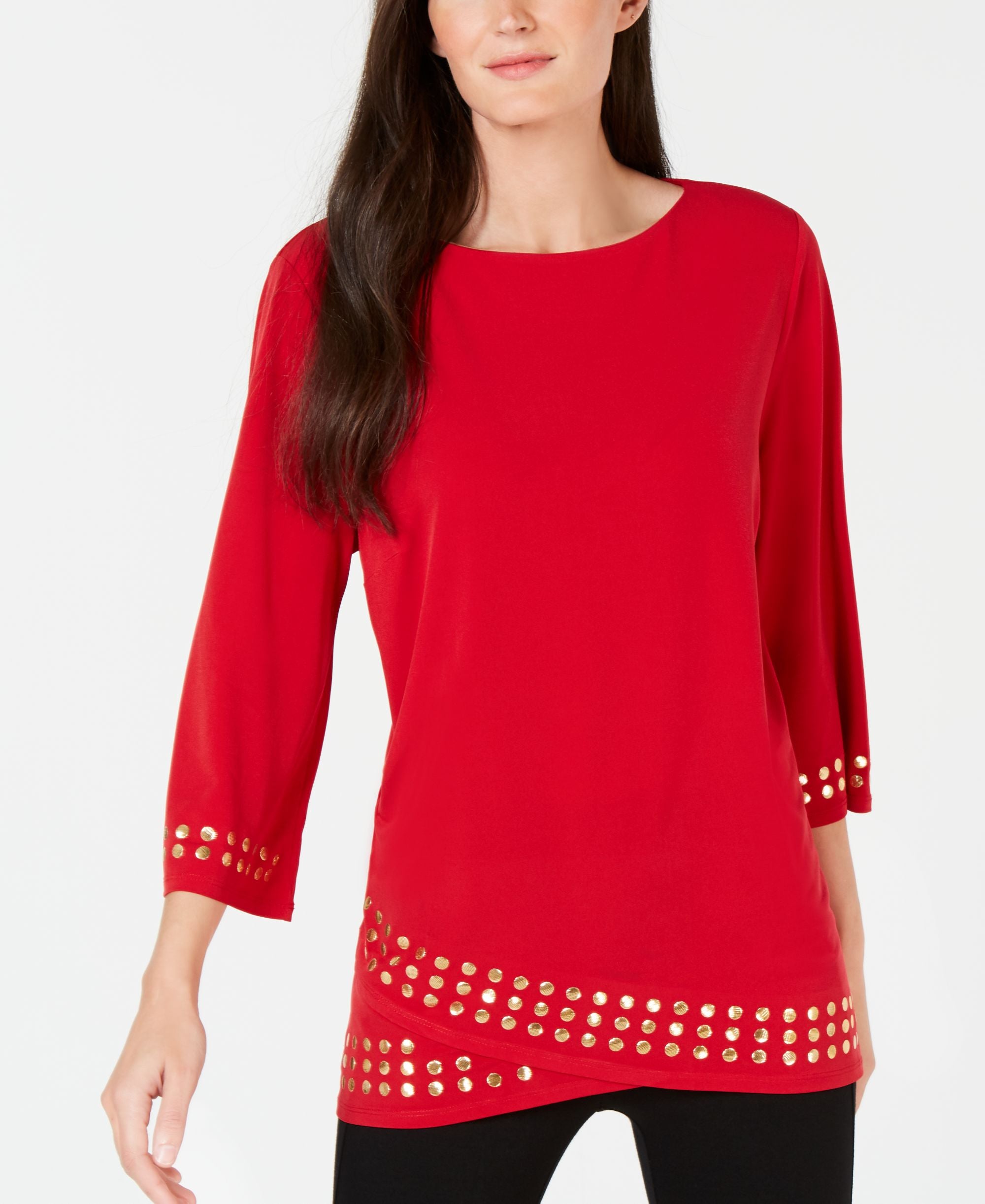 JM Collection Petite Embellished Crossover Top