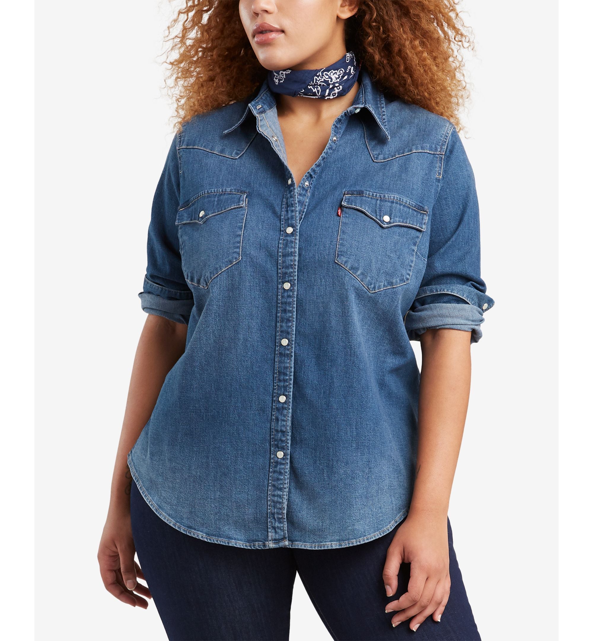 Levis Trendy Plus Size Western Snap Front Shirt