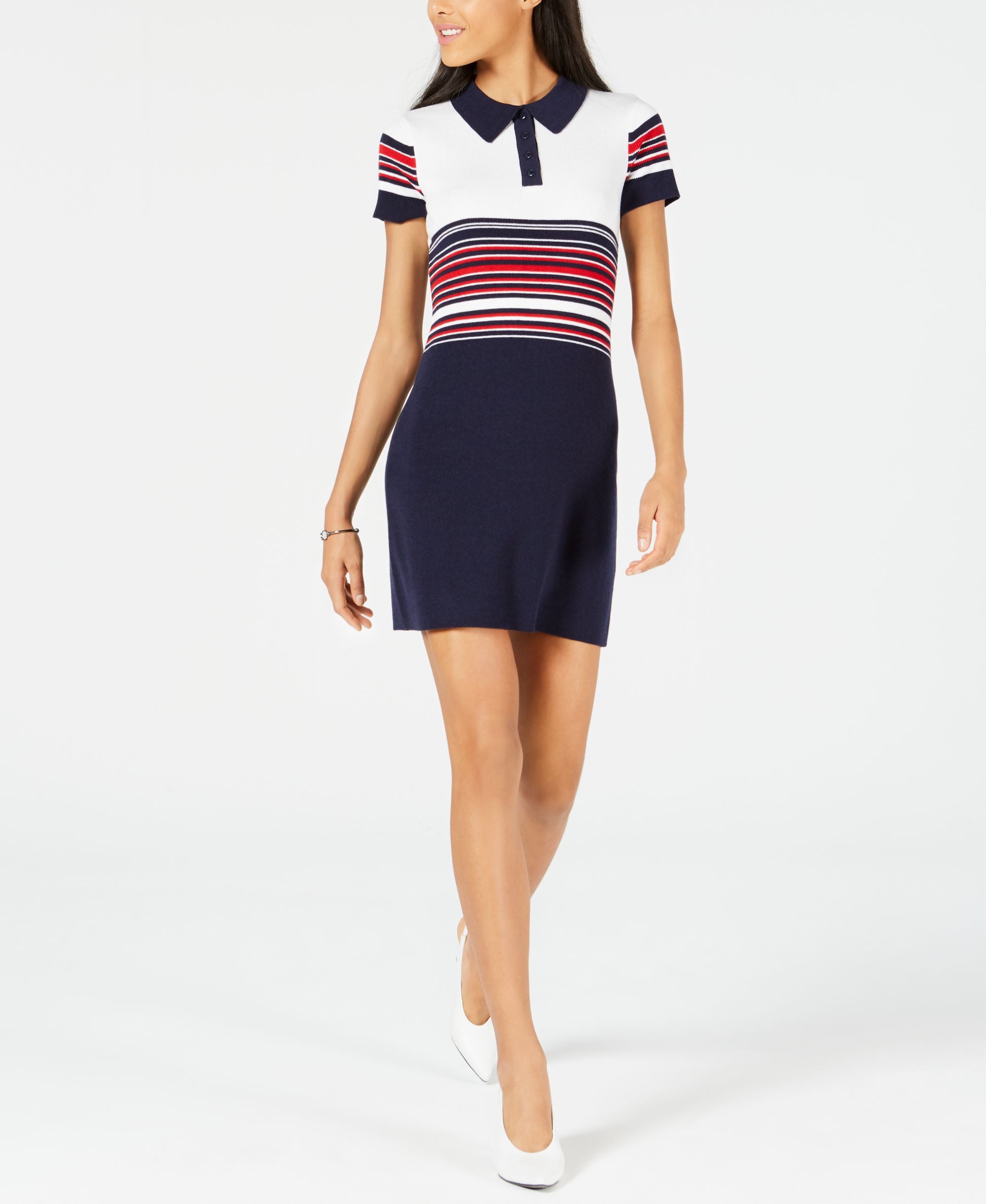 Striped Polo Sweater Dress