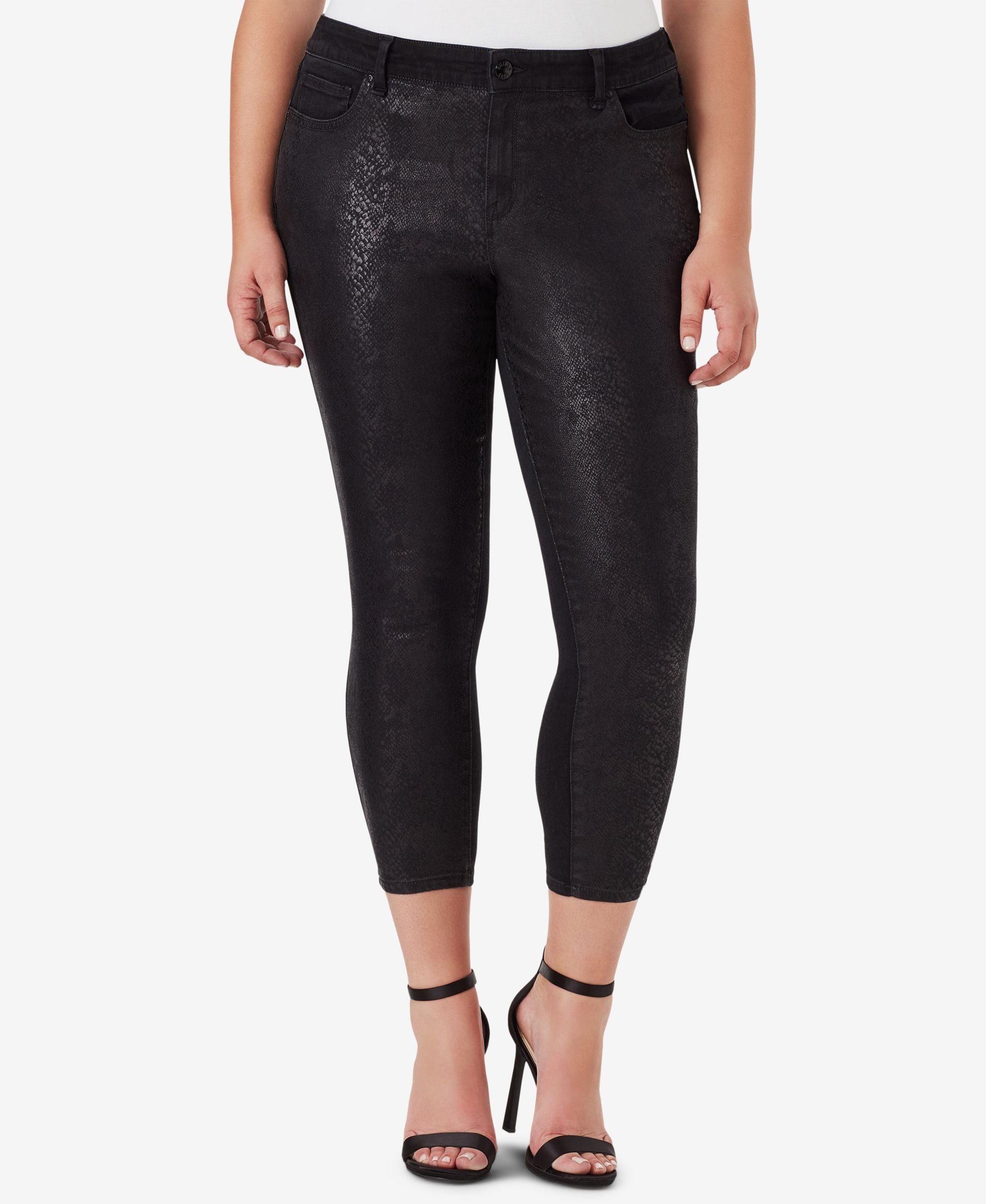 Trendy Plus Size Python-Embossed Skinny Jeans