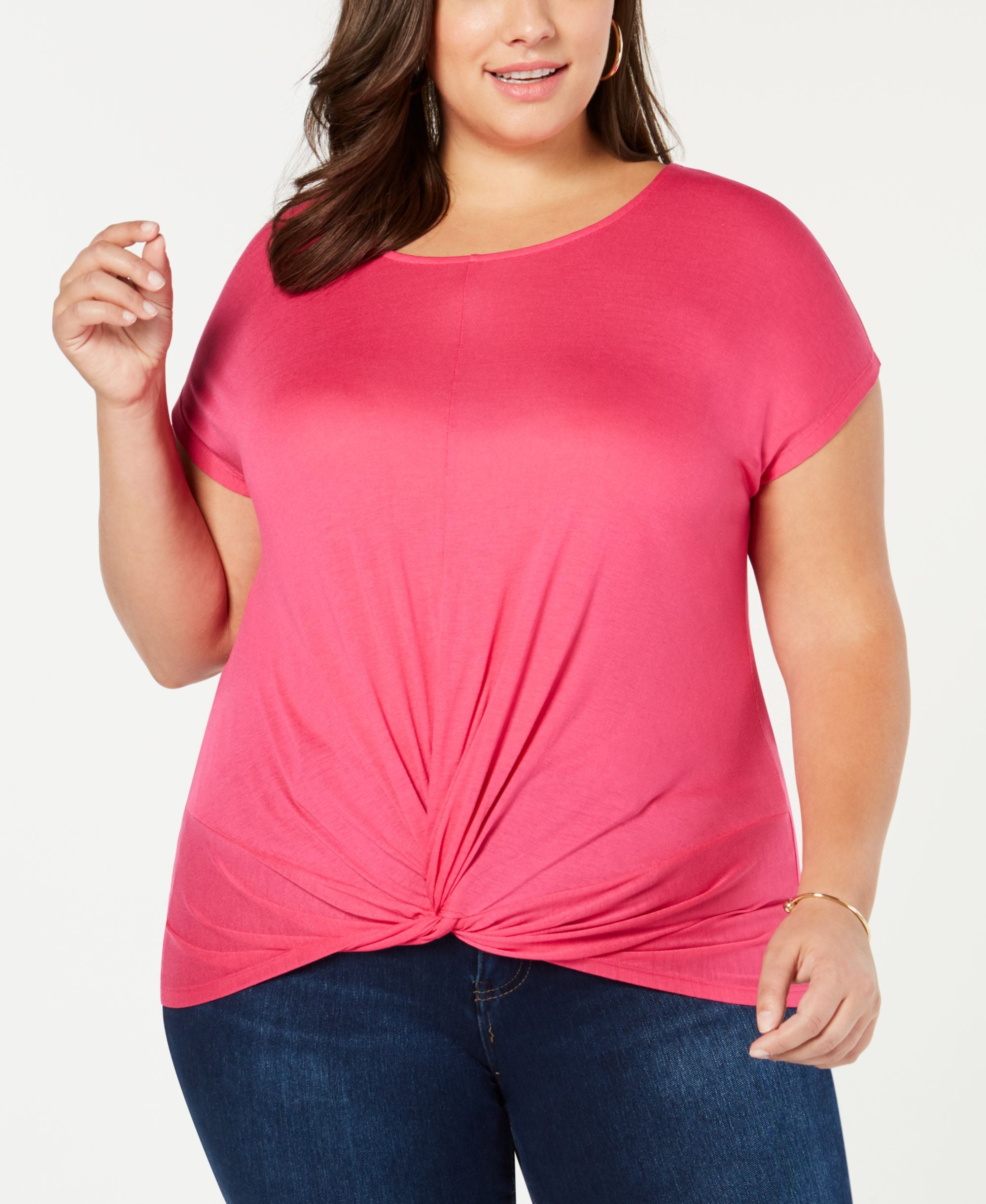 I.N.C. Plus Size Twist-Front Top