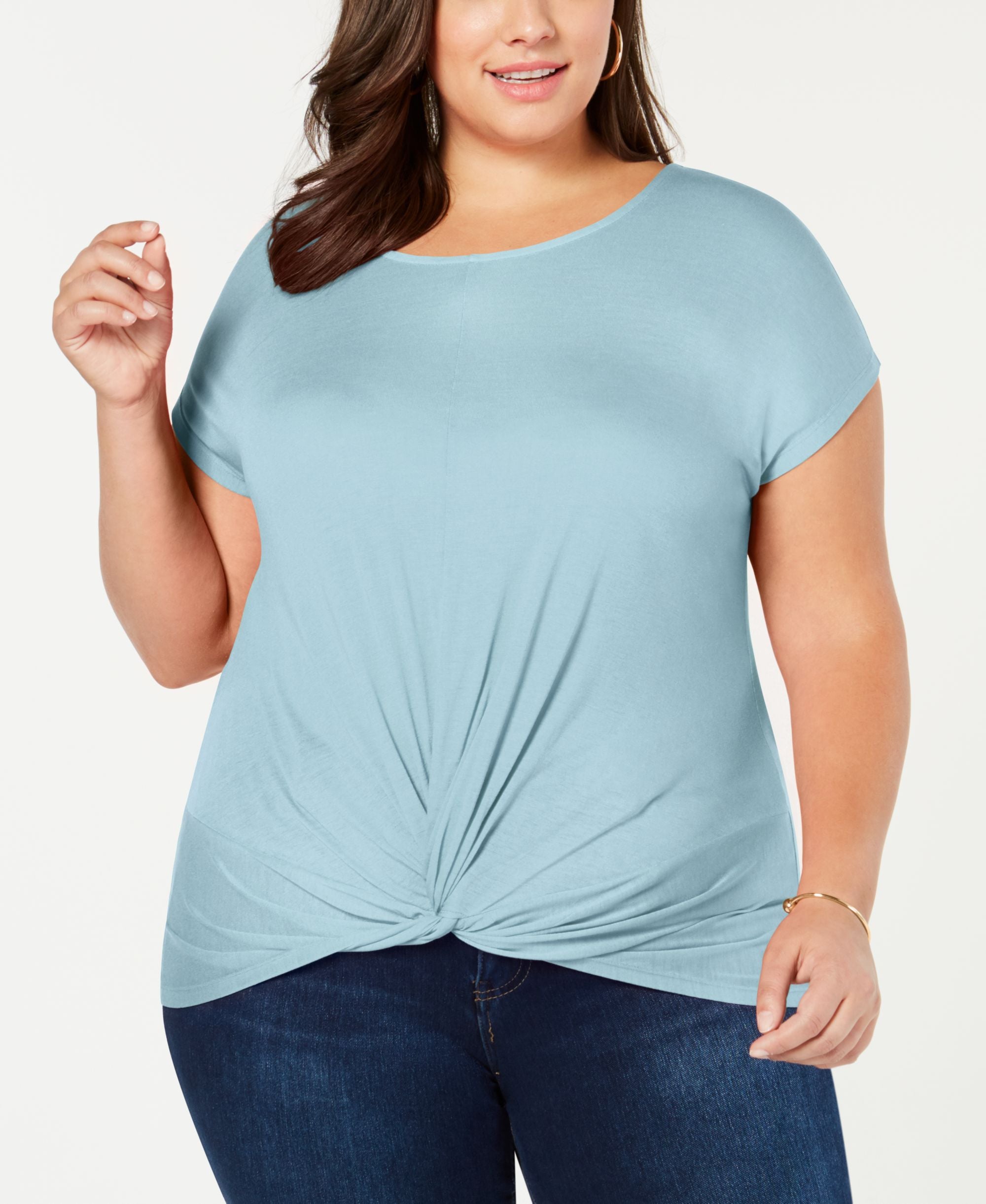 I.N.C. Plus Size Twist-Front Top