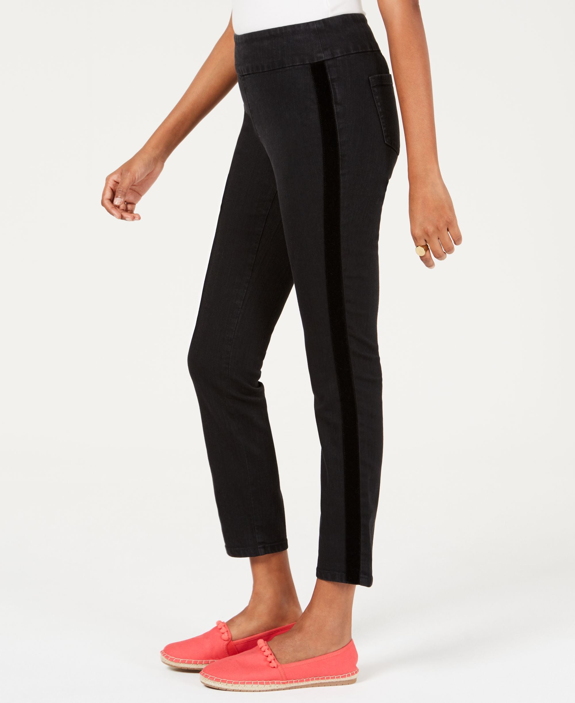 Charter Club Petite Velvet Trim Tummy Control Jeans