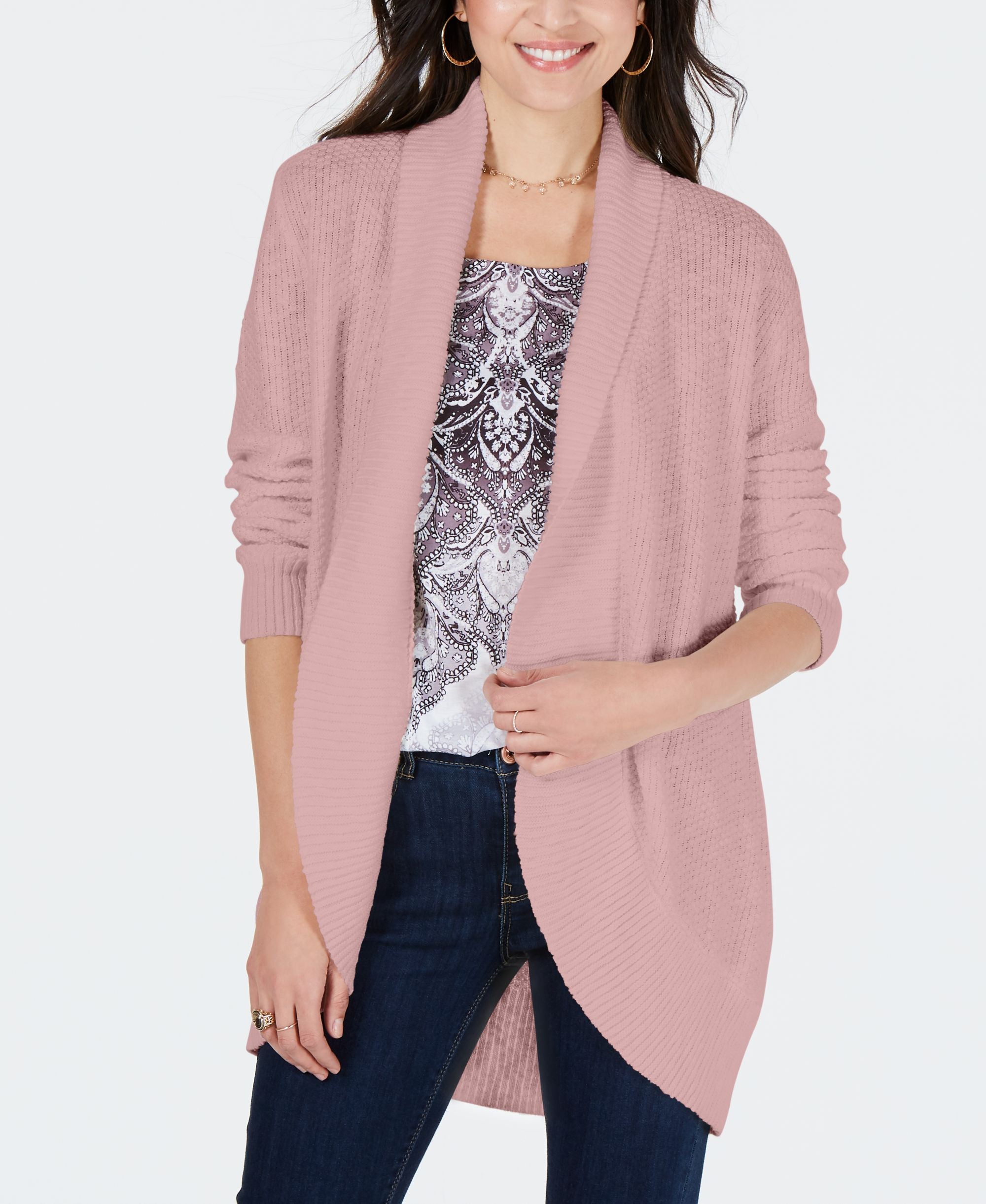 Style & Co Shawl Lapel Open Front Cardigan