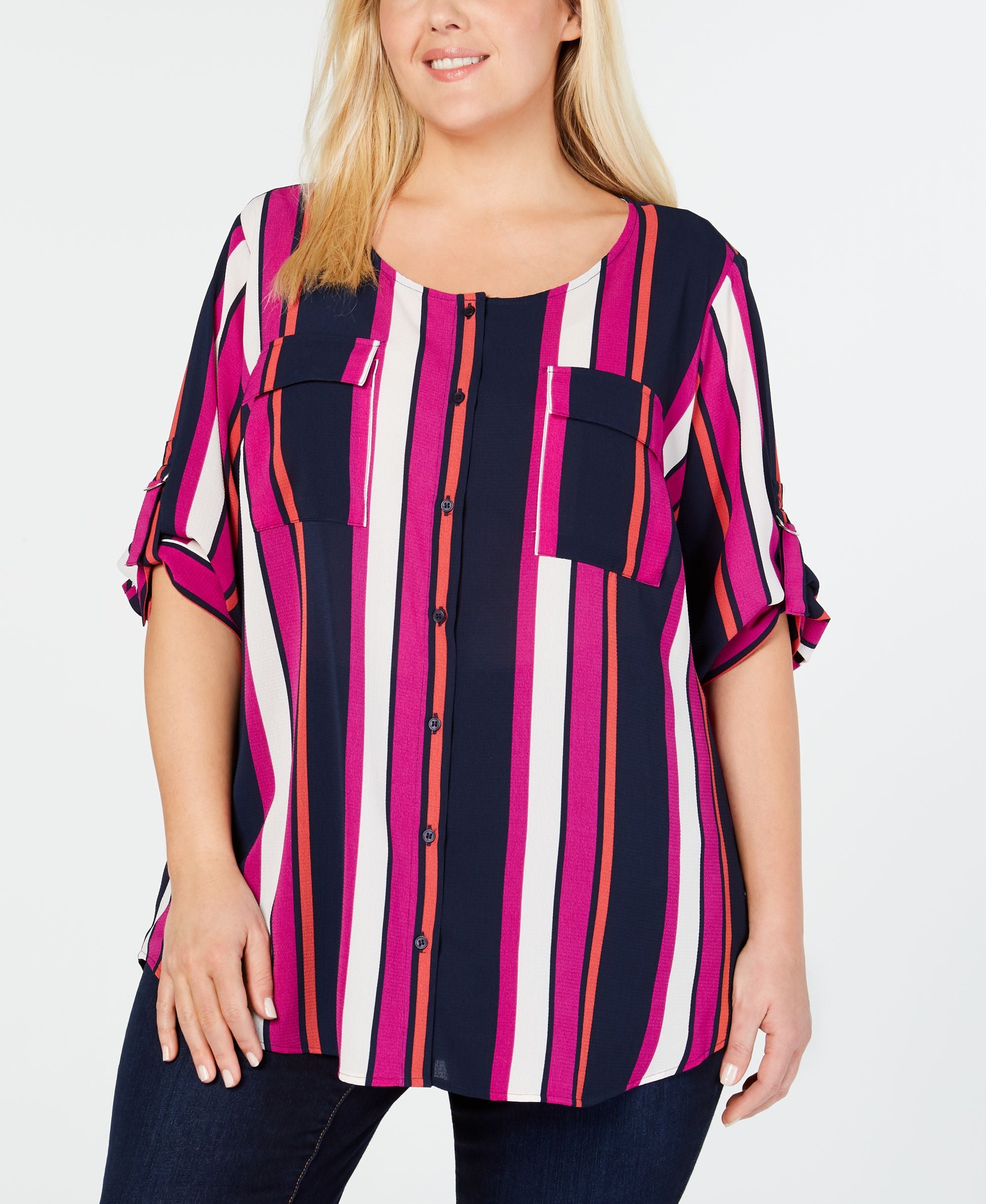 NY Collection Plus Size Striped Blouse