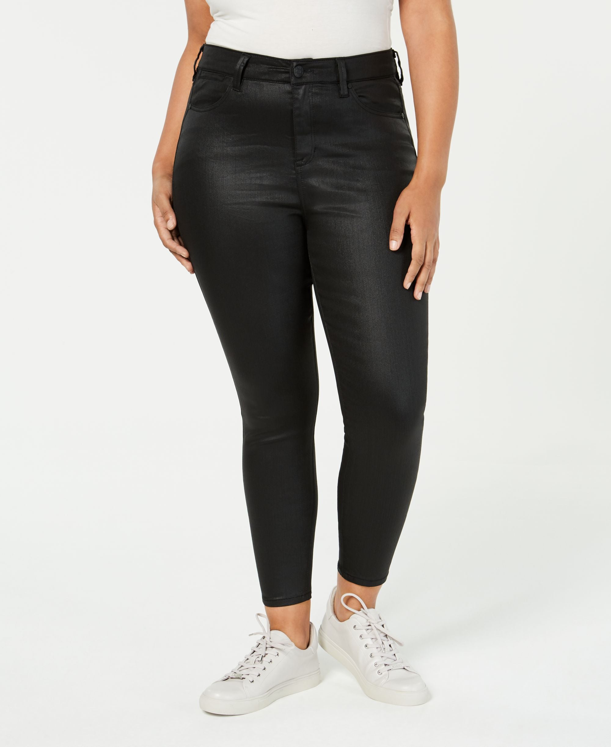 Trendy Plus Size Coated Skinny Jeans