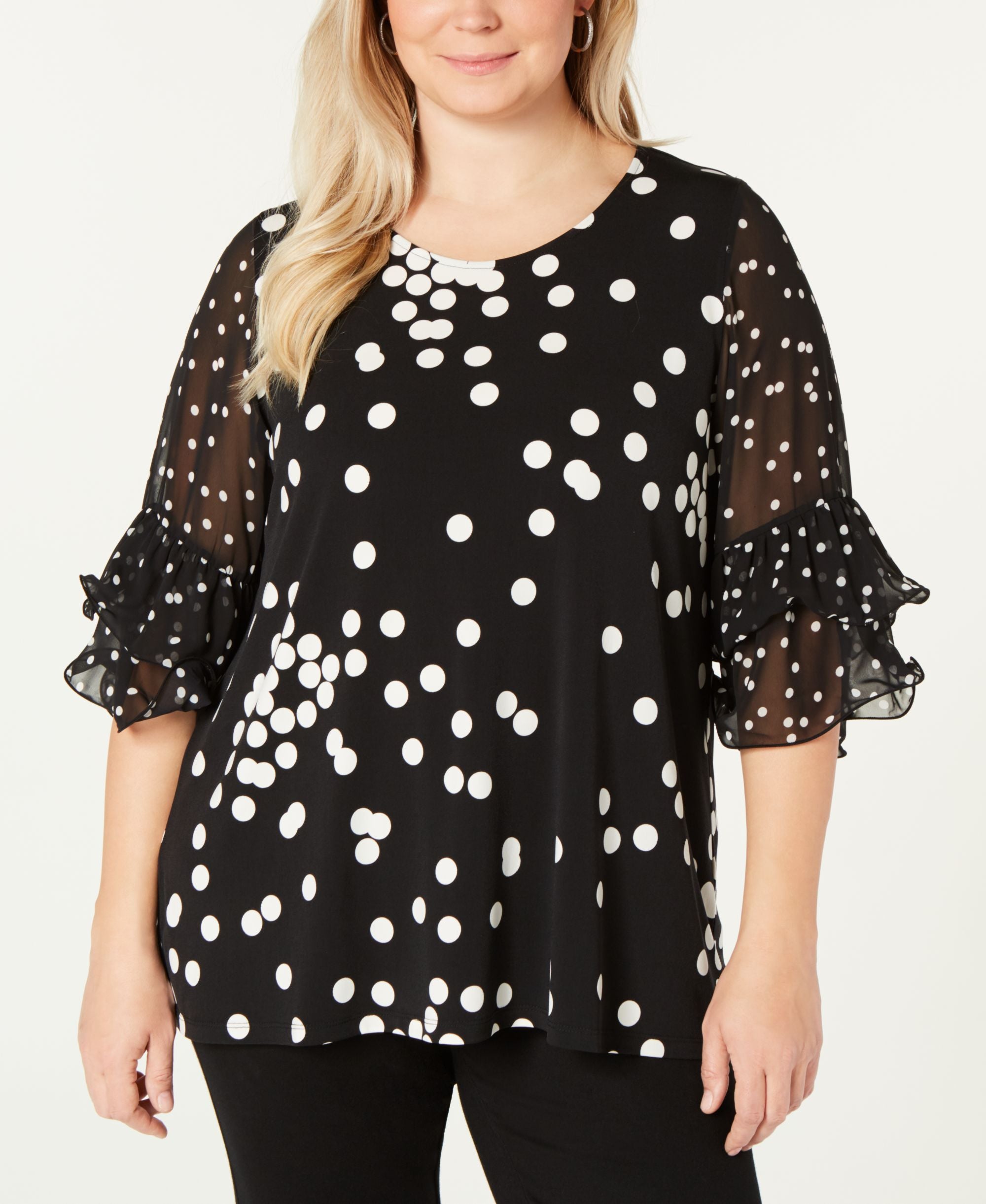 Alfani Plus Size Ruffle Sleeve Top