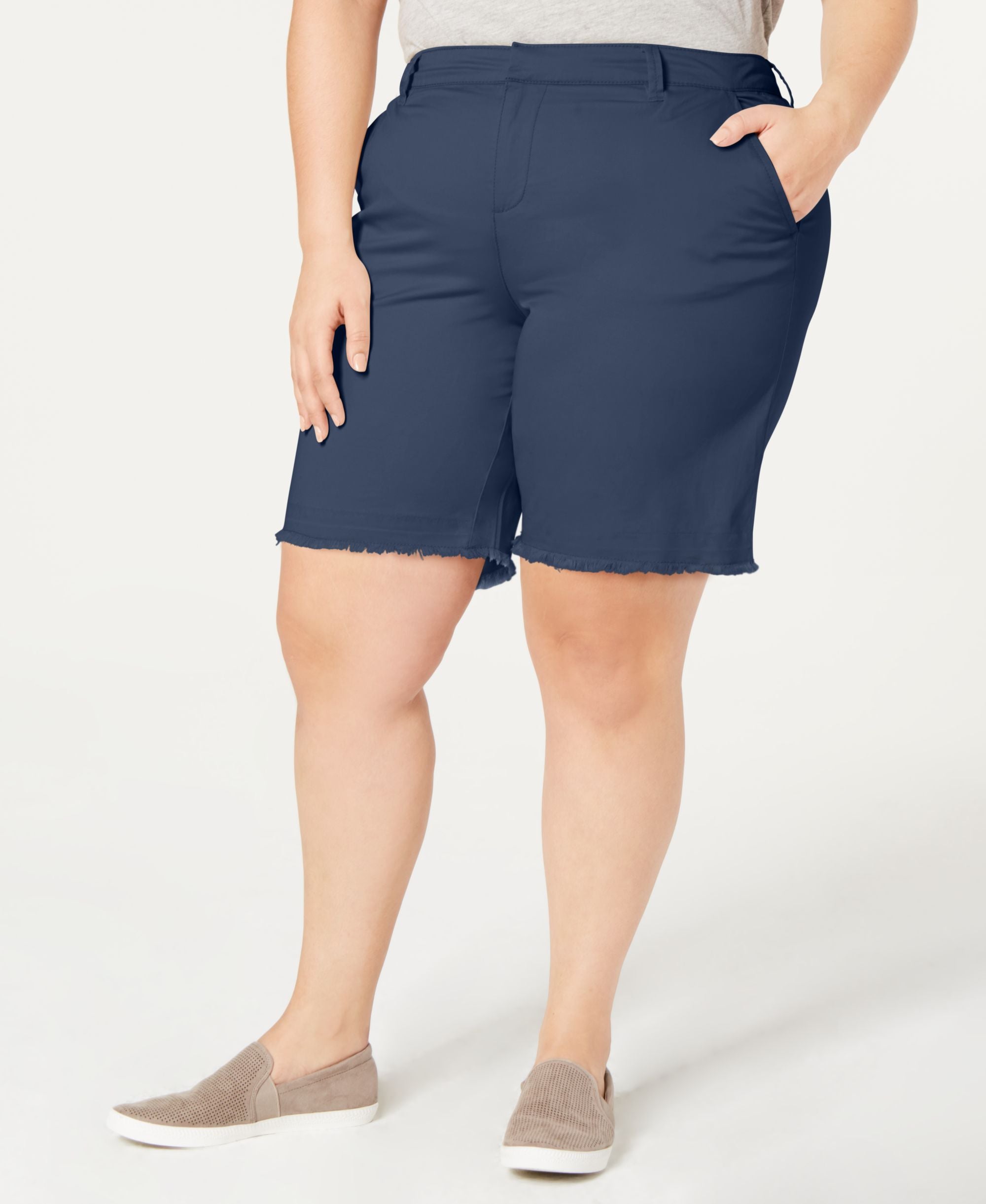 Plus Size Released Hem Shorts