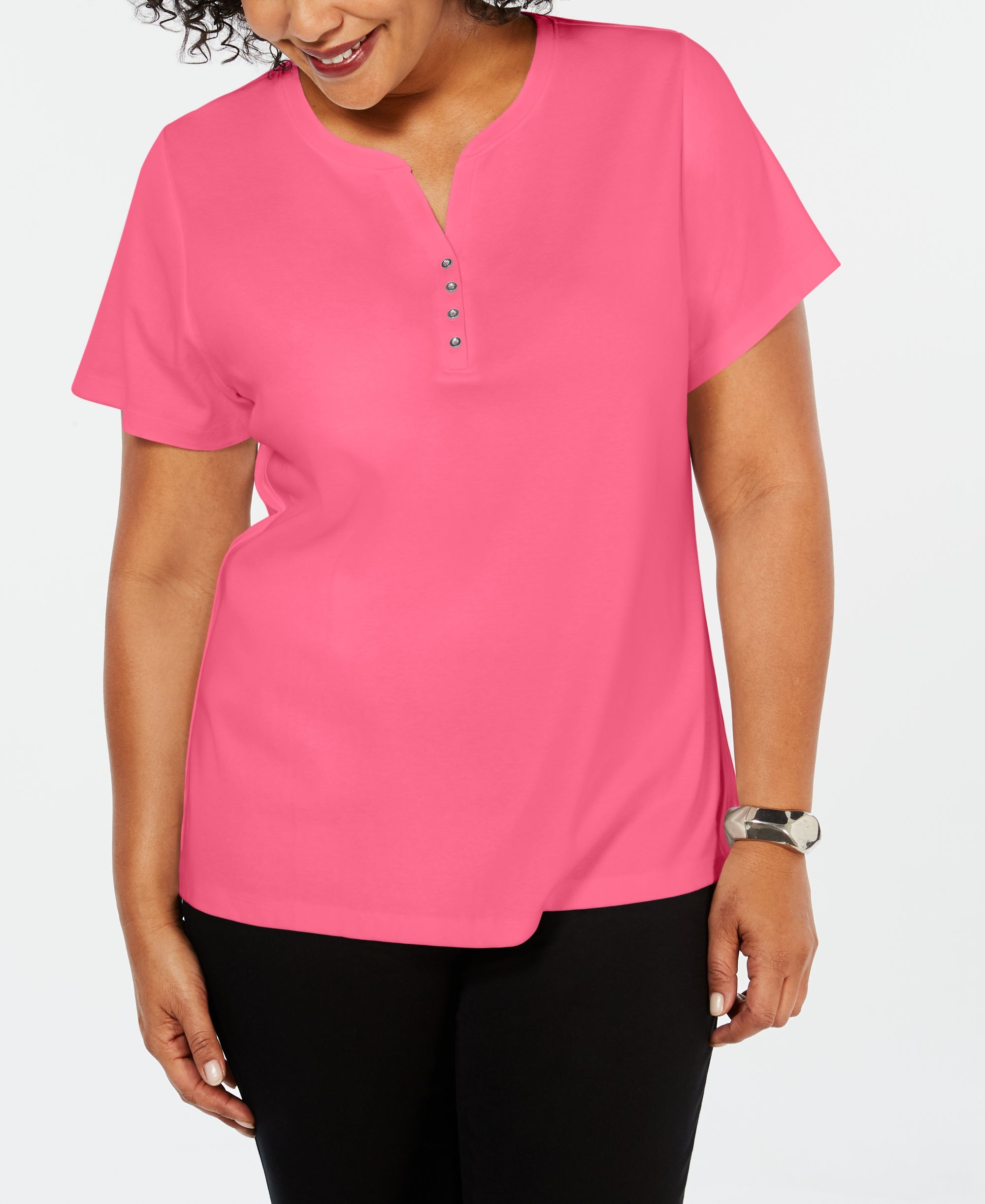 Plus Size Cotton Henley Top